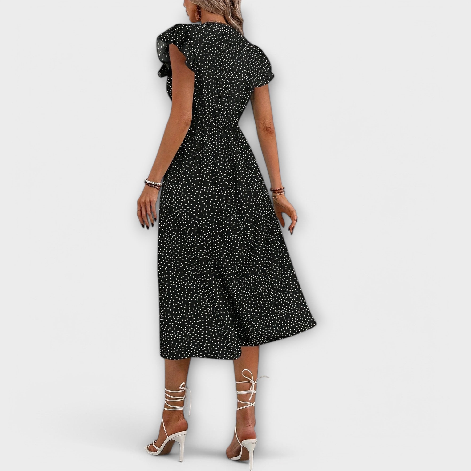 Chic Prikkete Midi Kjole