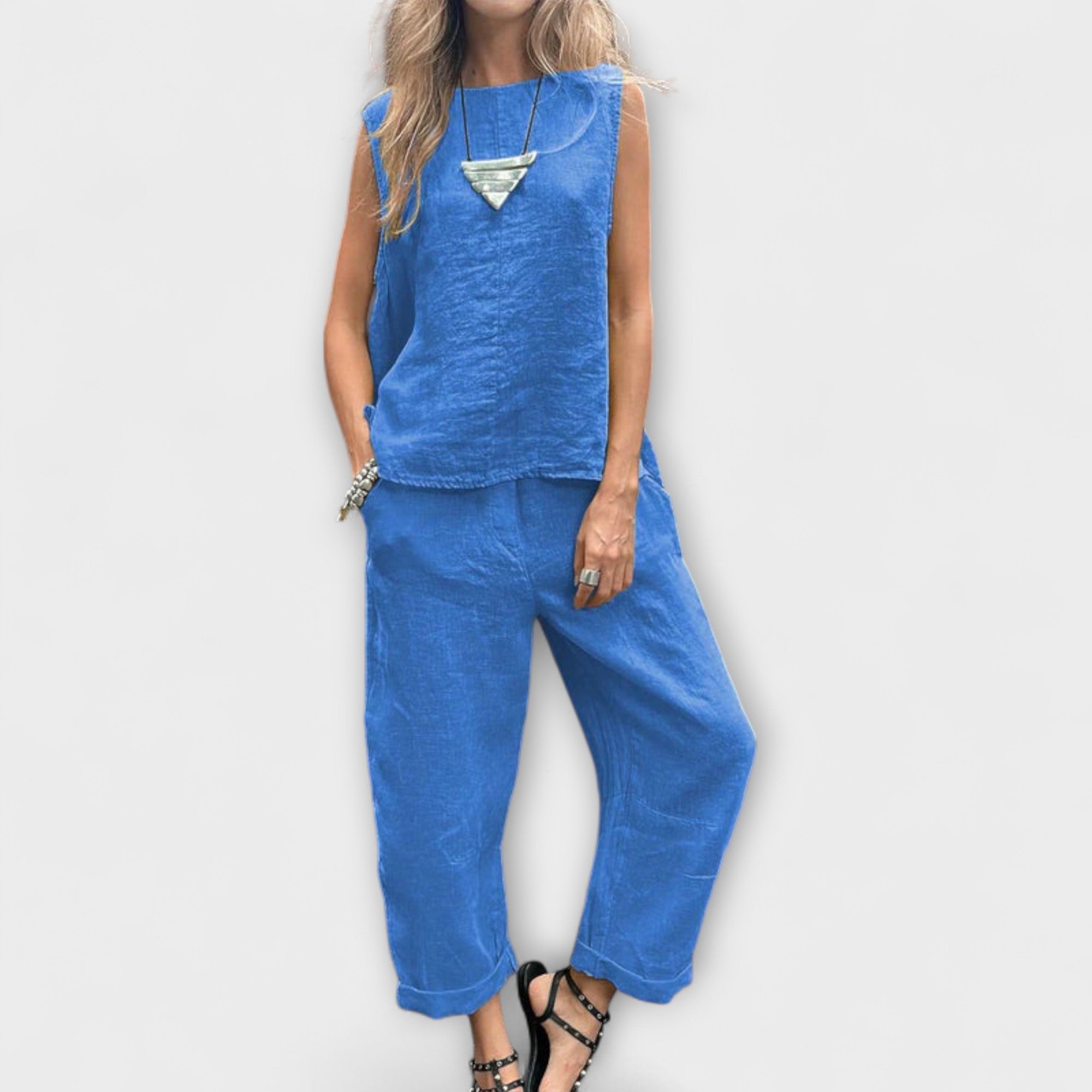 Jennifer - Avslappet Bomull-Lin Outfit