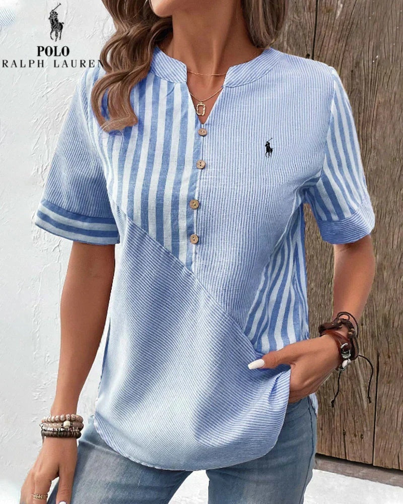 Ꮢalph Ꮮаᴜгеn V-Hals Skjorte for Kvinner