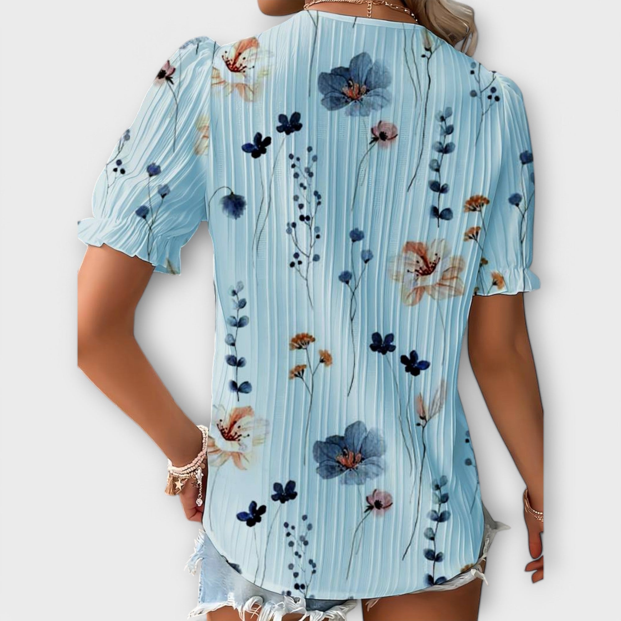 Emily - Motemessig Bluse med V-Hals