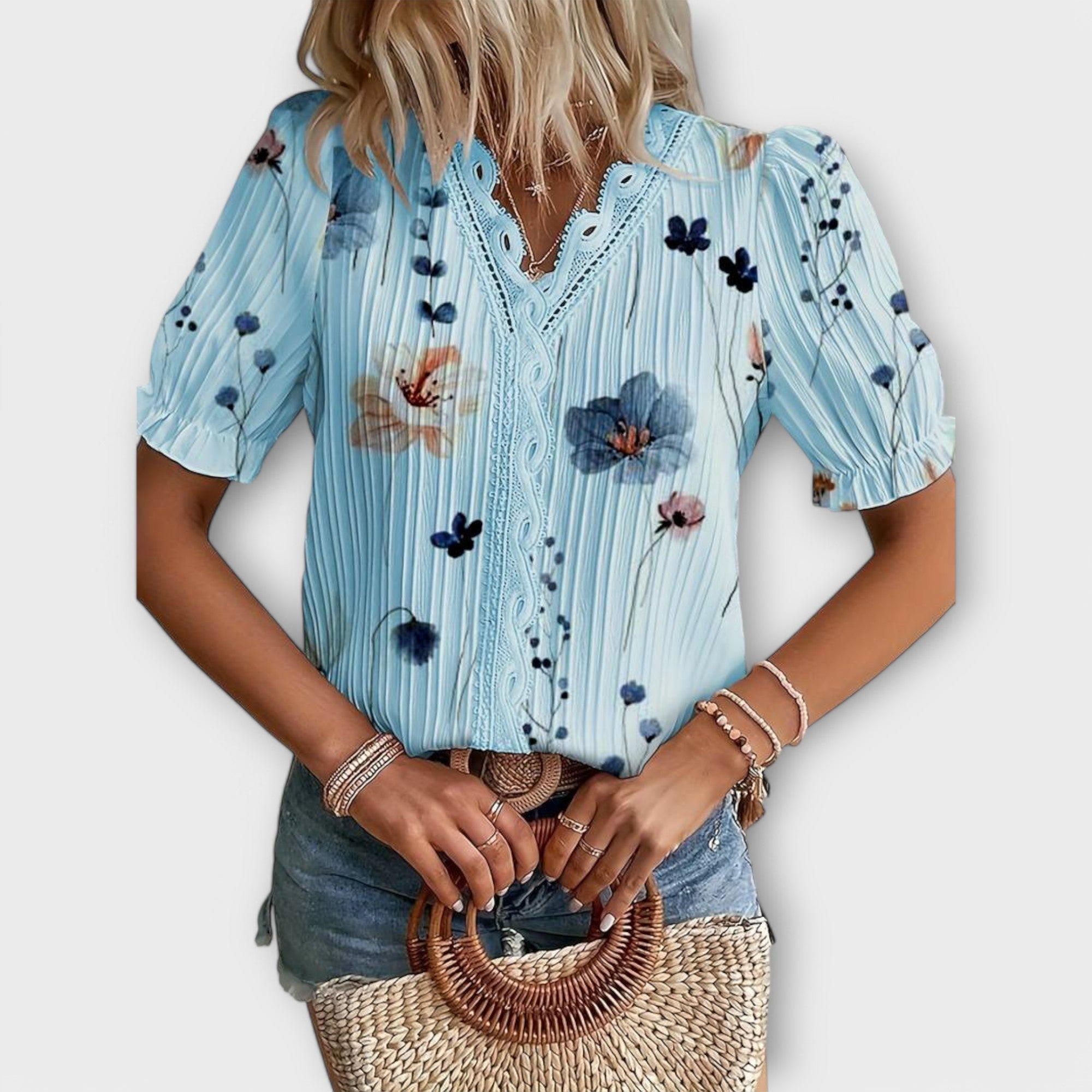 Emily - Motemessig Bluse med V-Hals