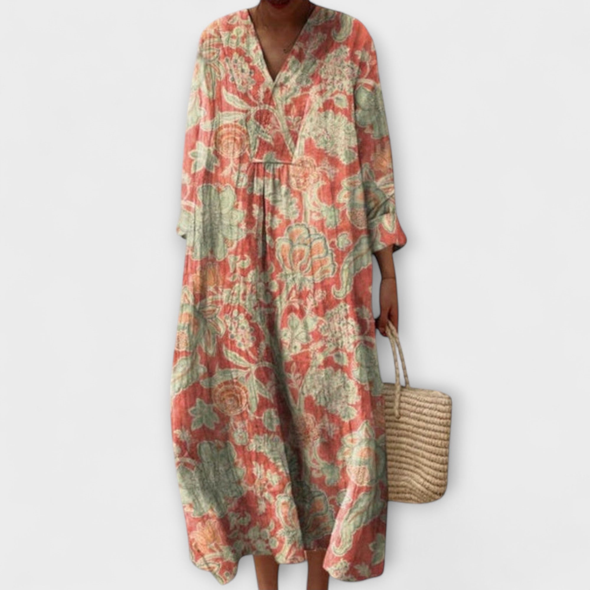 Thaleia – Midi Kjole i Blomster Vintage Design