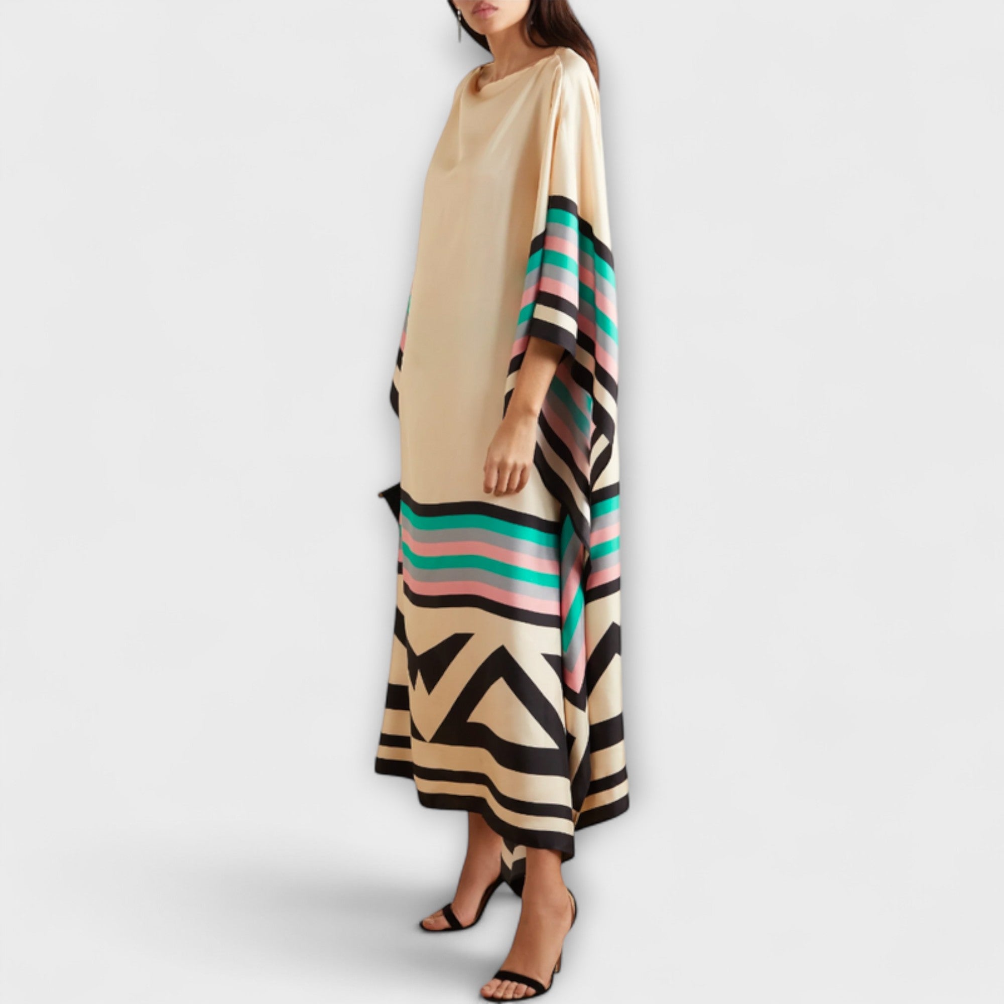 Elenora - Geometrisk kaftan med lommeutskjæring