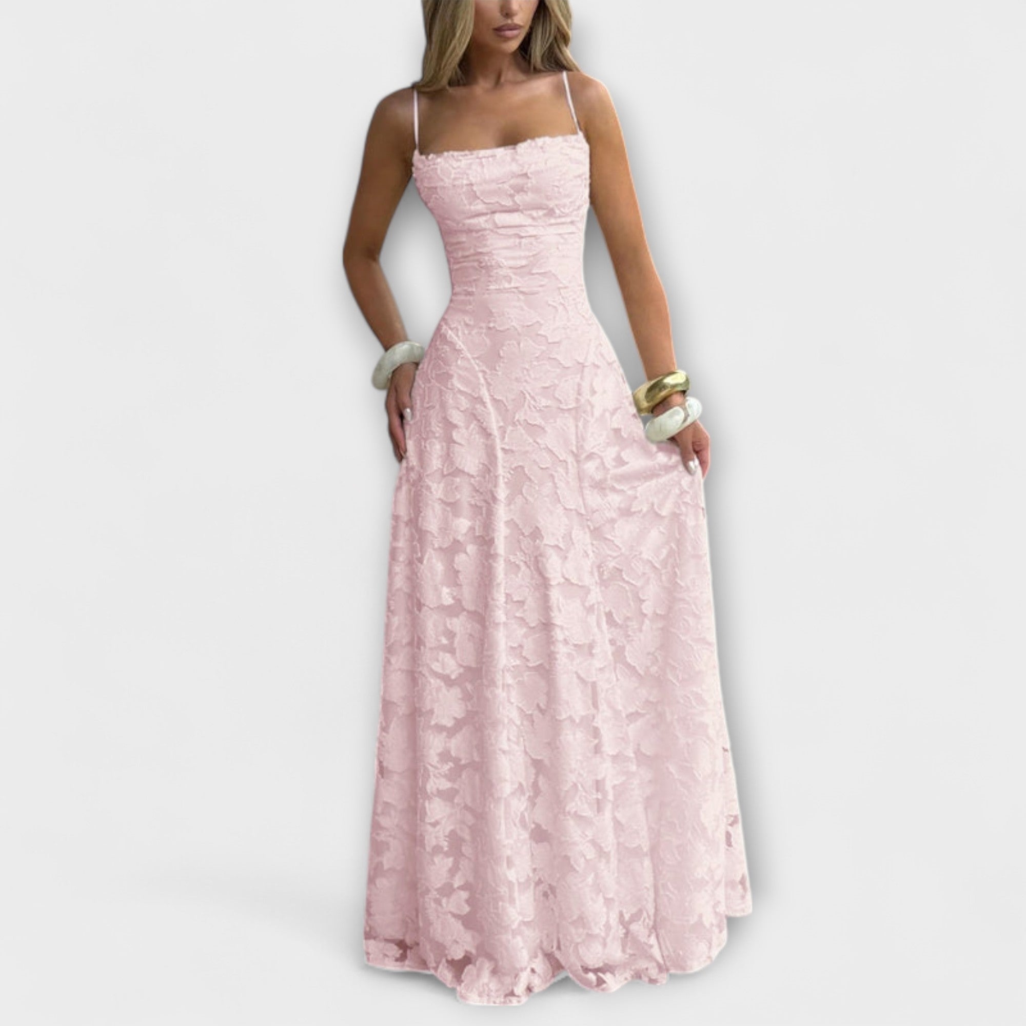 Emberly - Elegant Jacquard Maxi Kjole