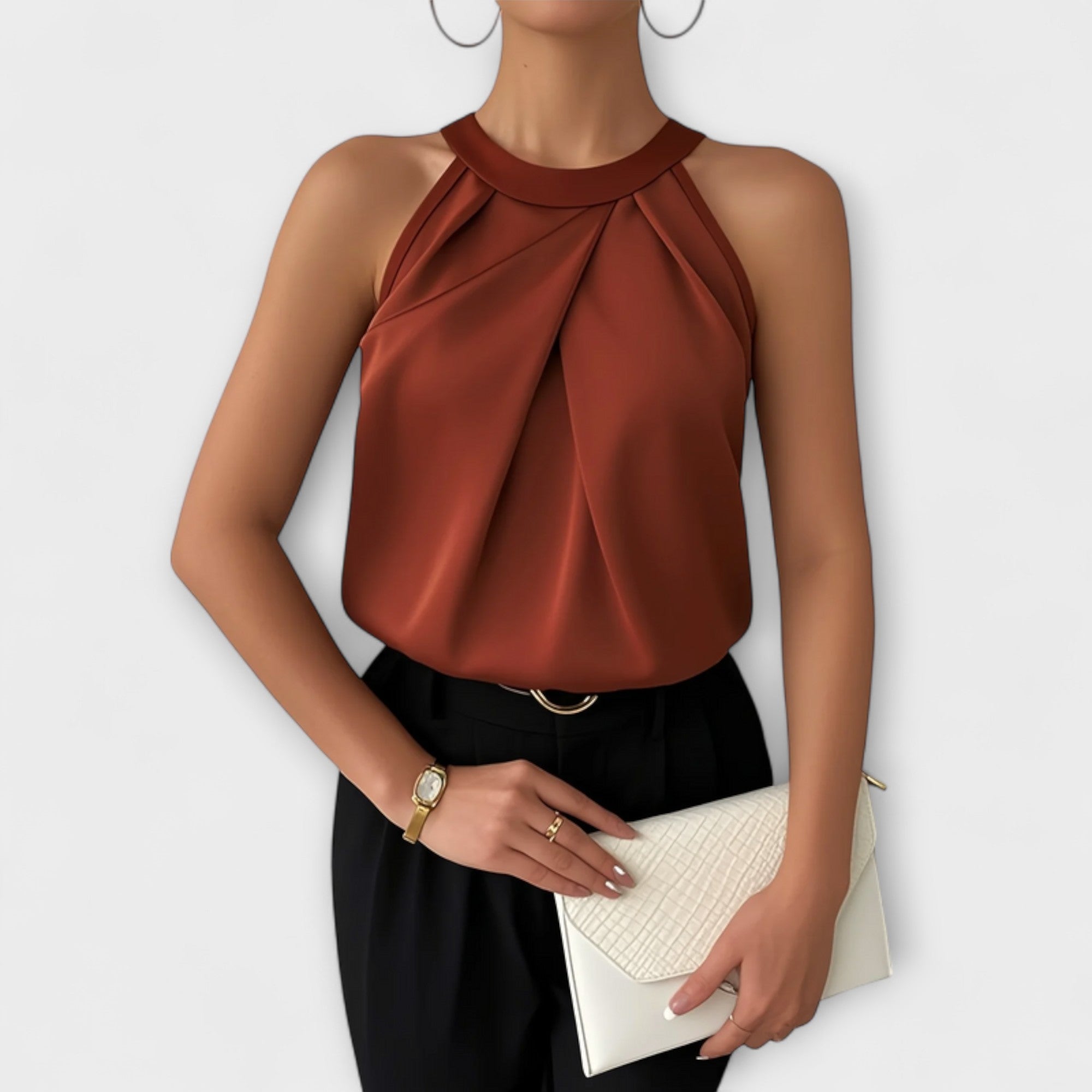 Skye - Chic Satinbluse med Off-Shoulder Design