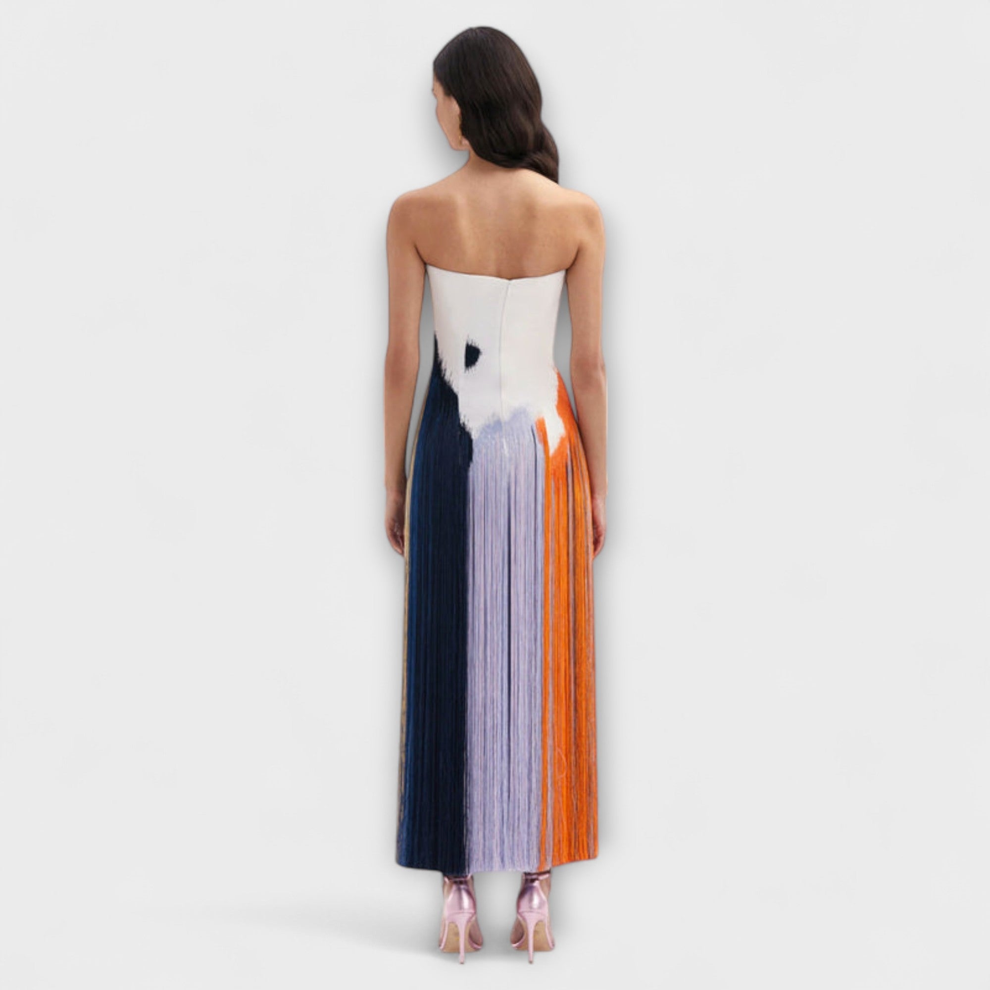 Sommer - Stilfull Colorblock Kjole med Trendy Frynser