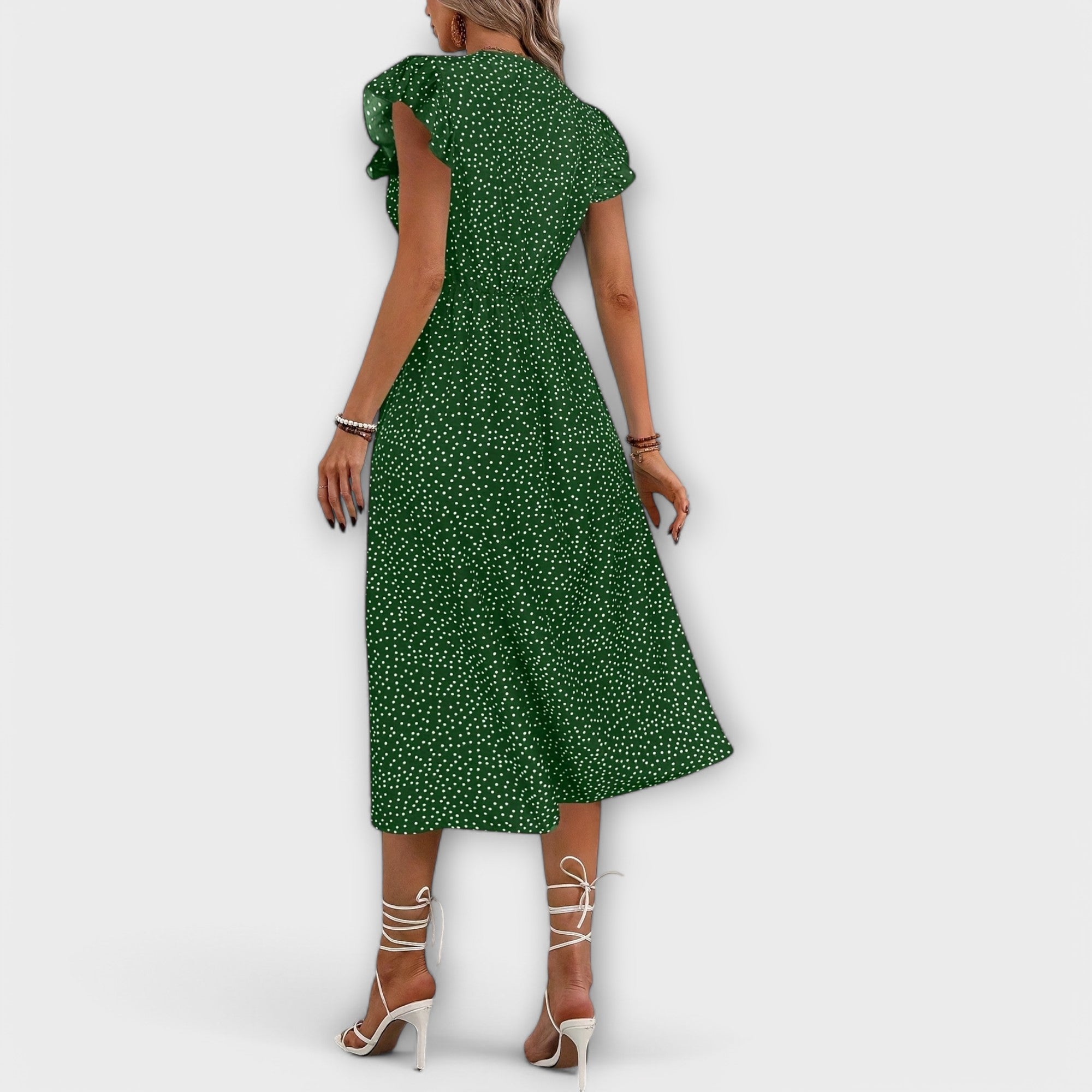Chic Prikkete Midi Kjole