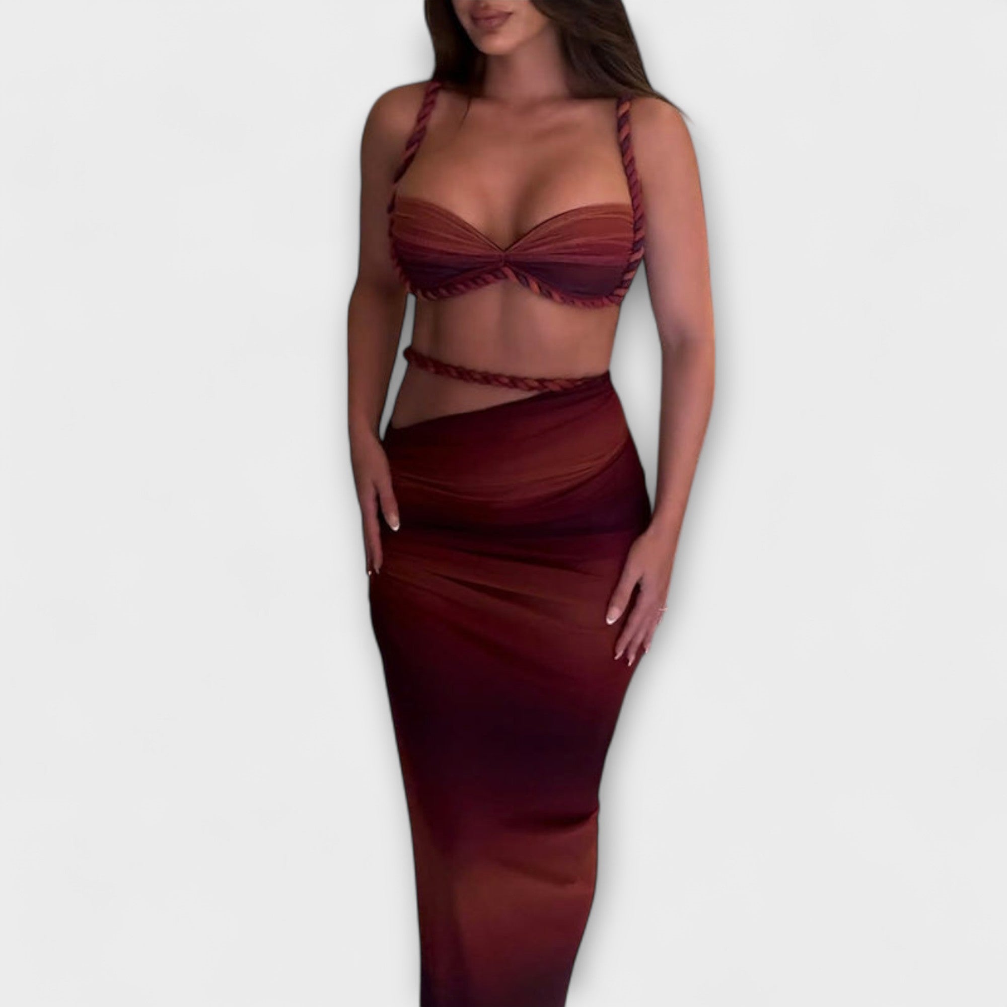 Jane - Stilfull Gradient Braid Crop Top & Overskirt Duo