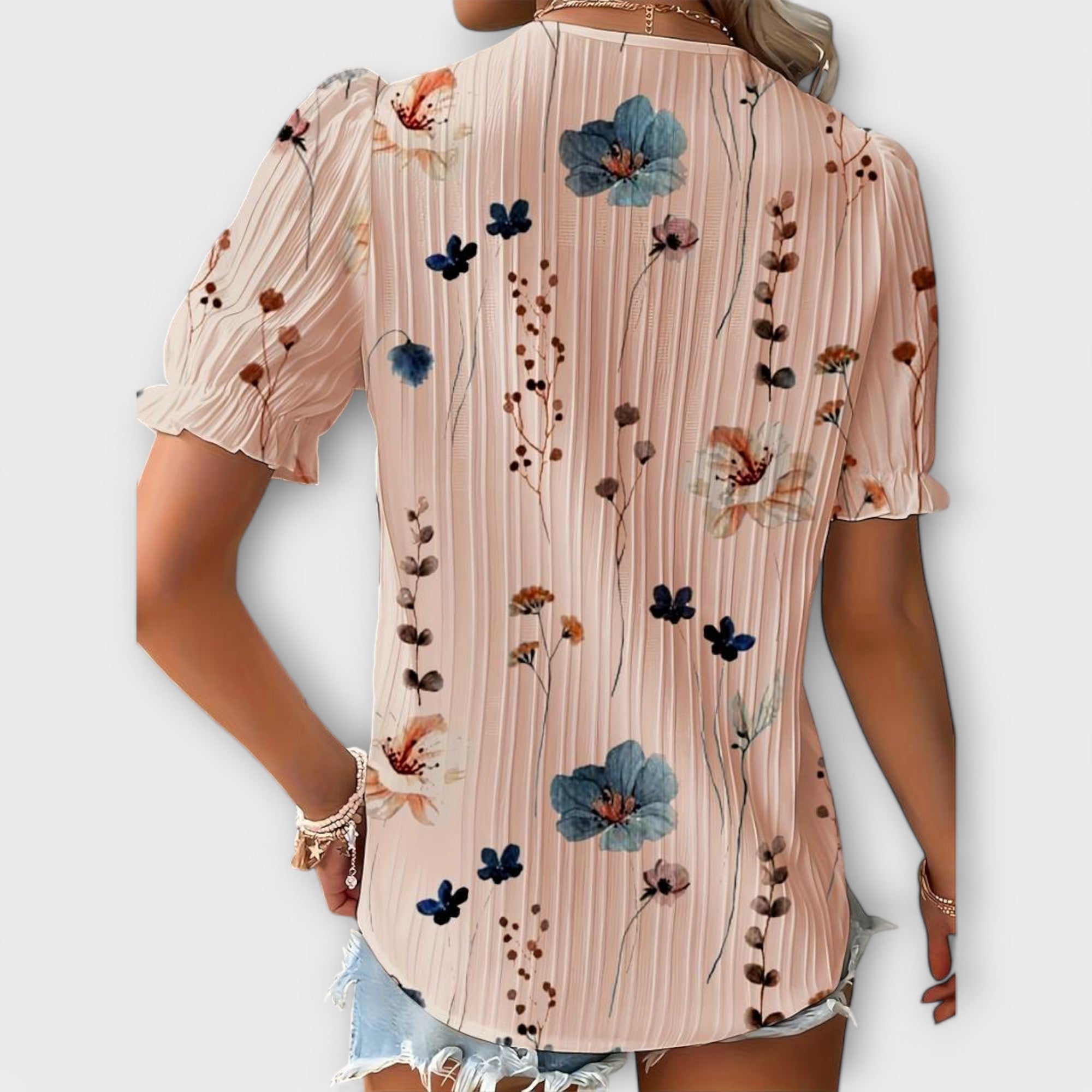 Emily - Motemessig Bluse med V-Hals