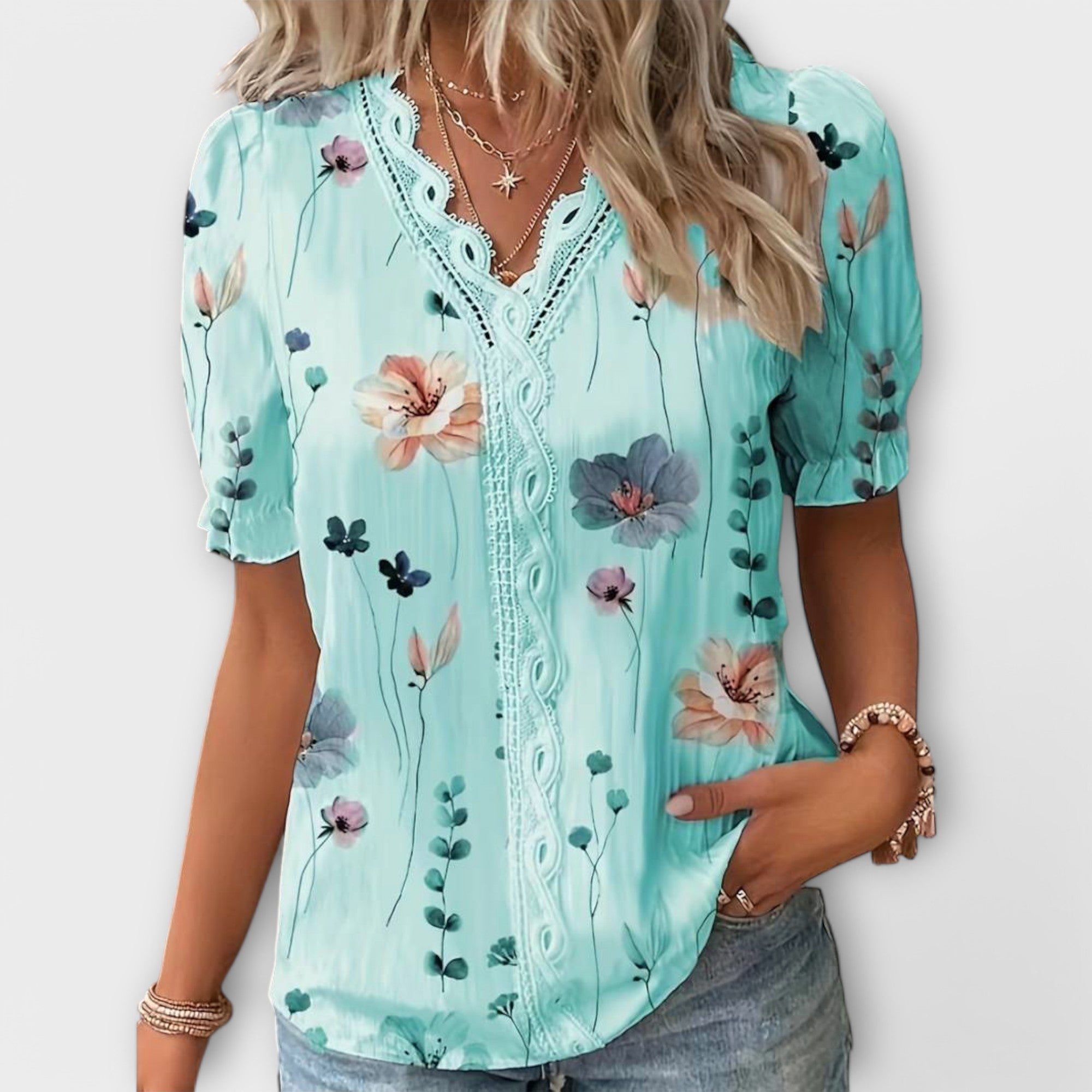 Emily - Motemessig Bluse med V-Hals