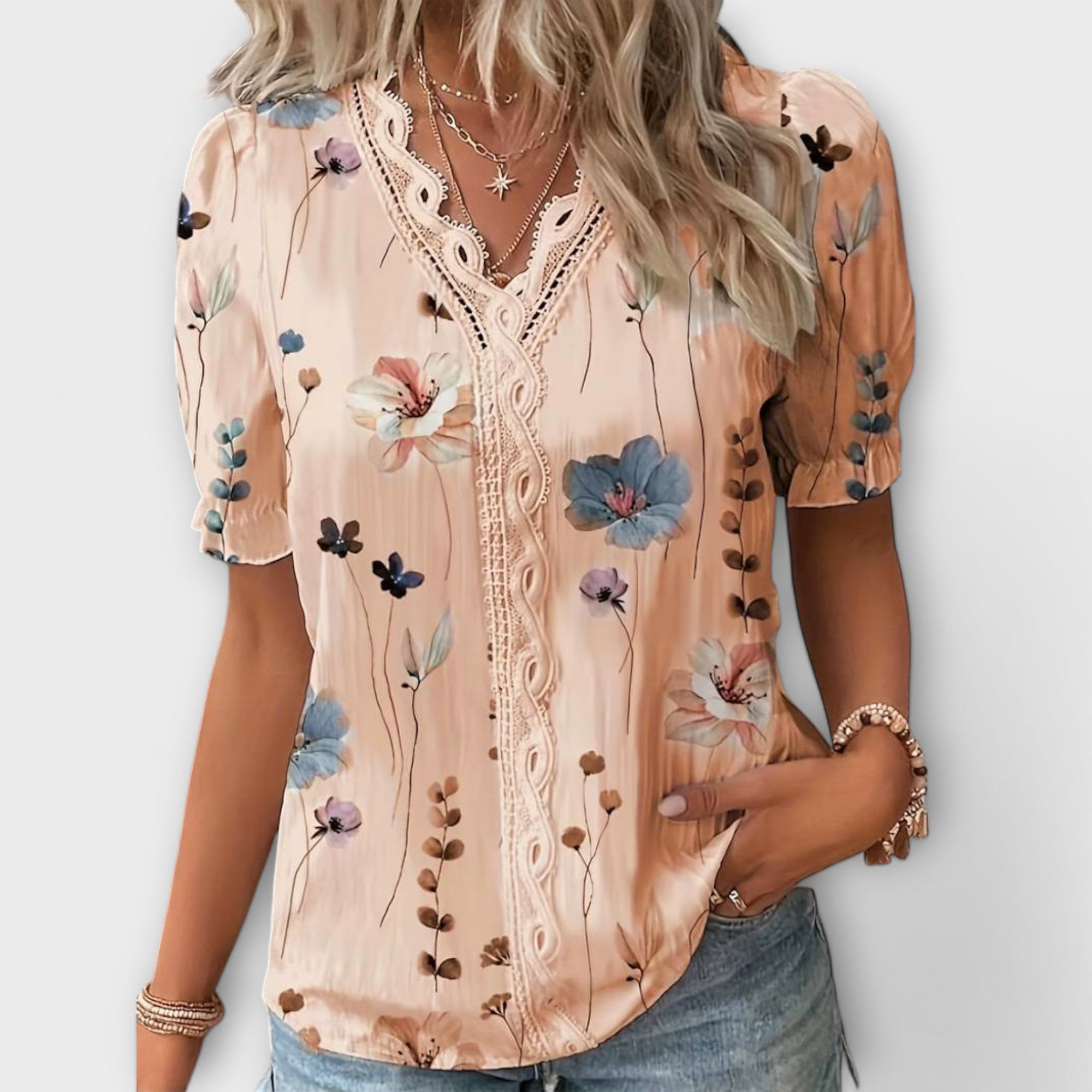 Emily - Motemessig Bluse med V-Hals