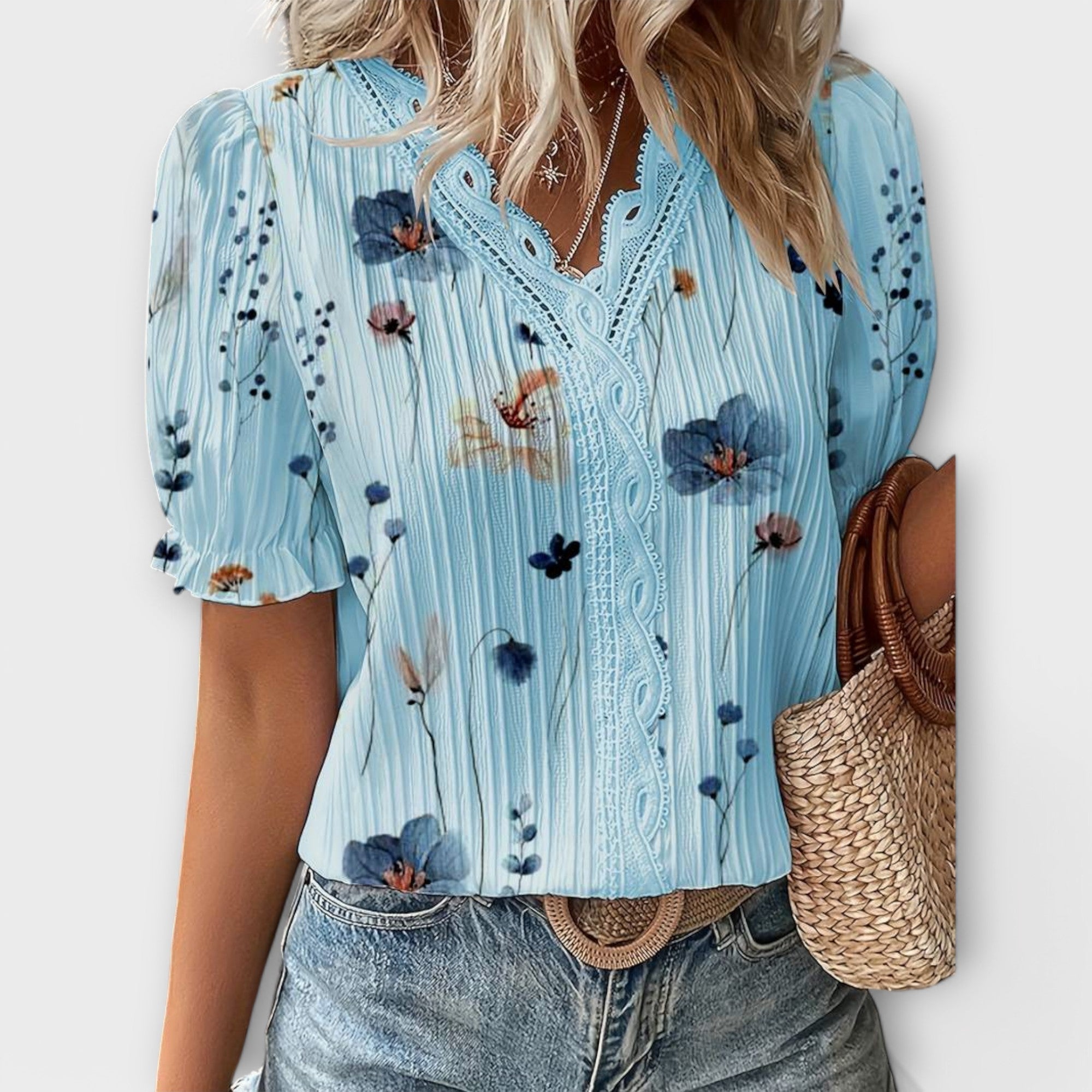 Emily - Motemessig Bluse med V-Hals