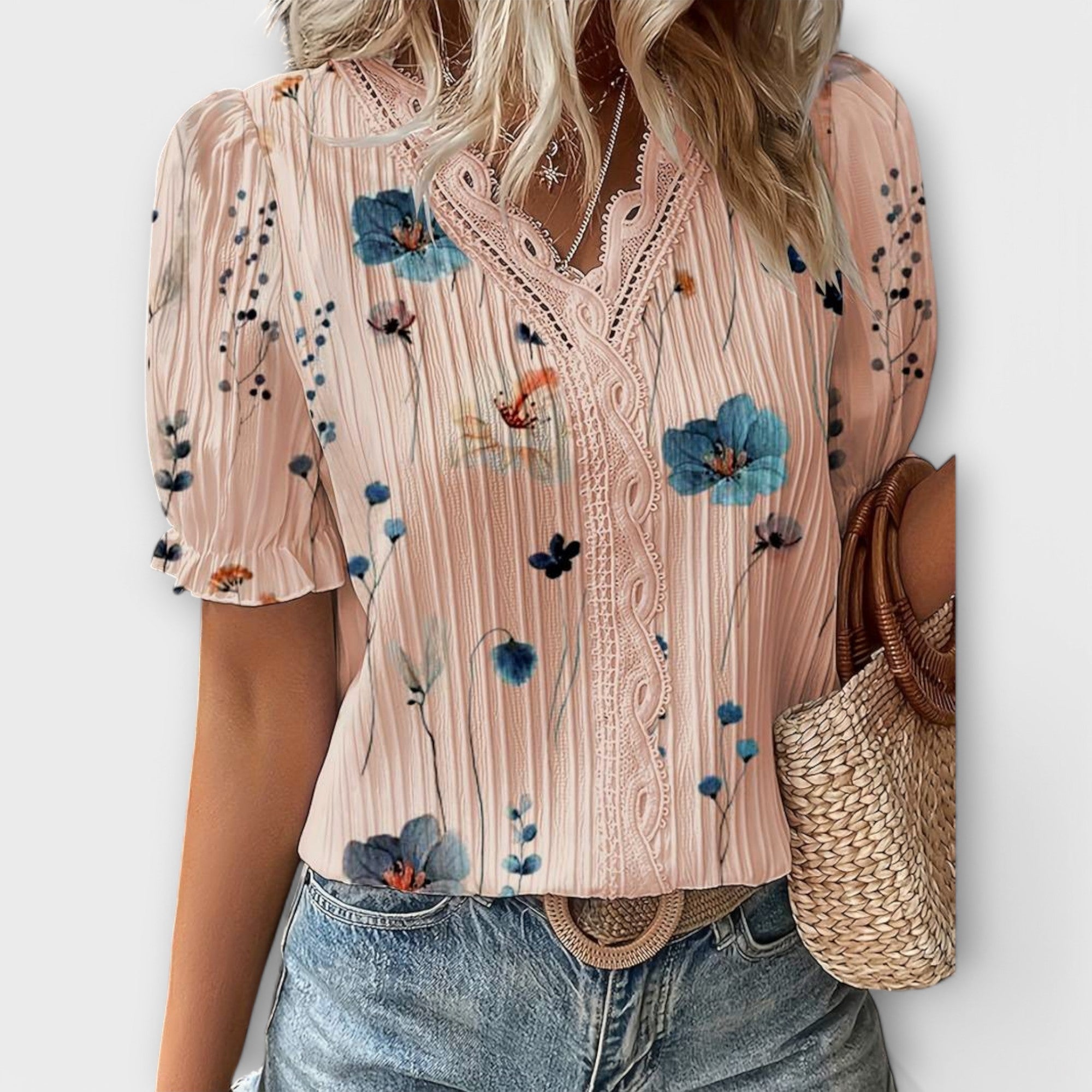 Emily - Motemessig Bluse med V-Hals