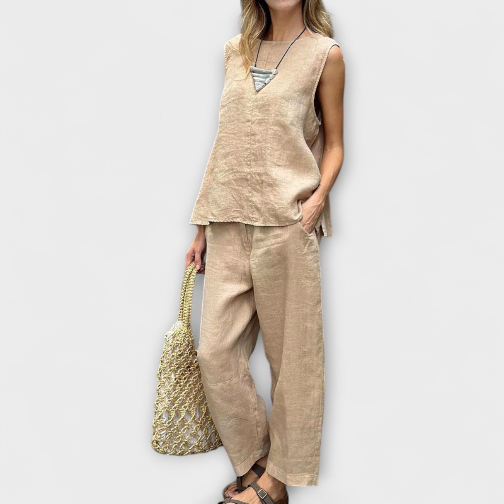 Jennifer - Avslappet Bomull-Lin Outfit