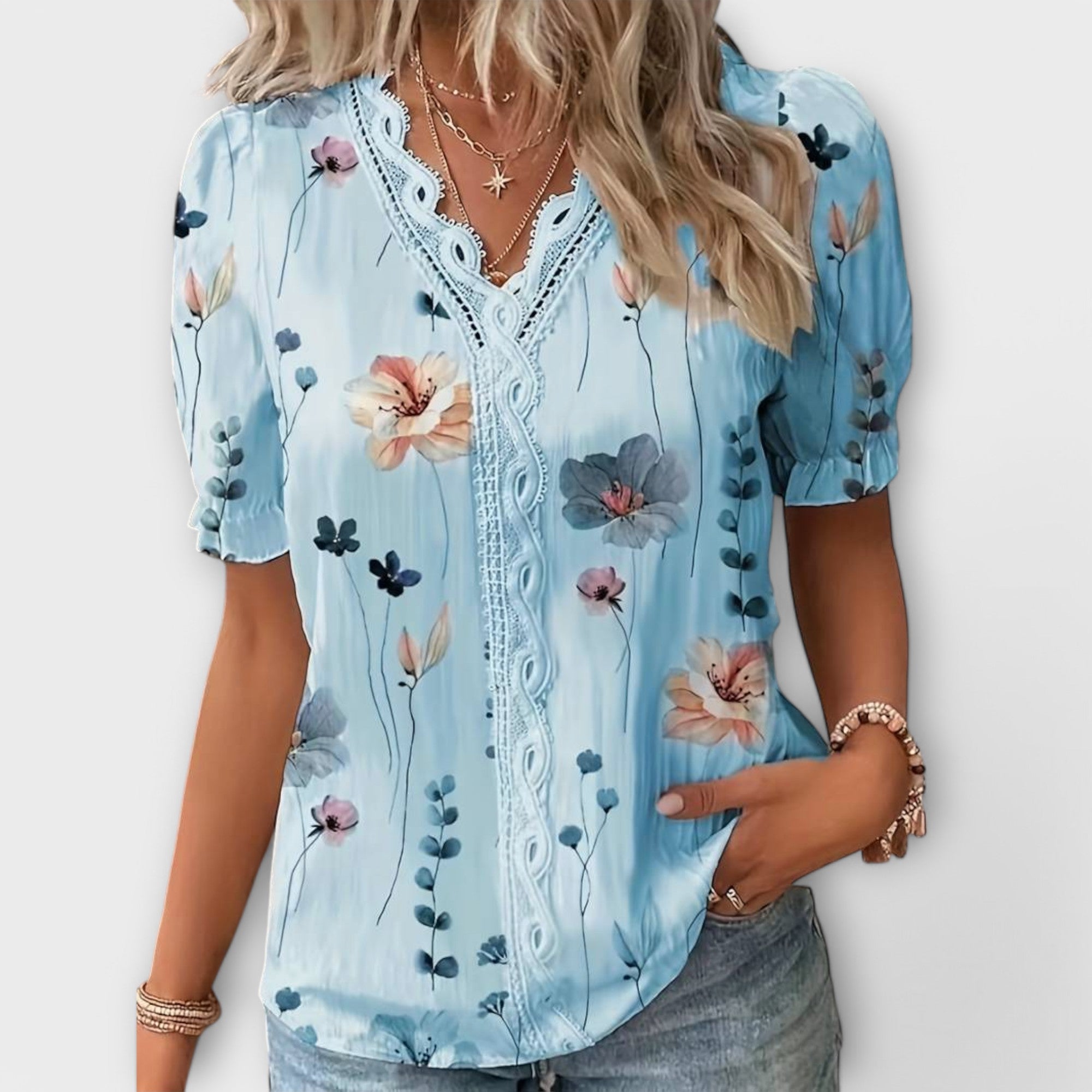 Emily - Motemessig Bluse med V-Hals