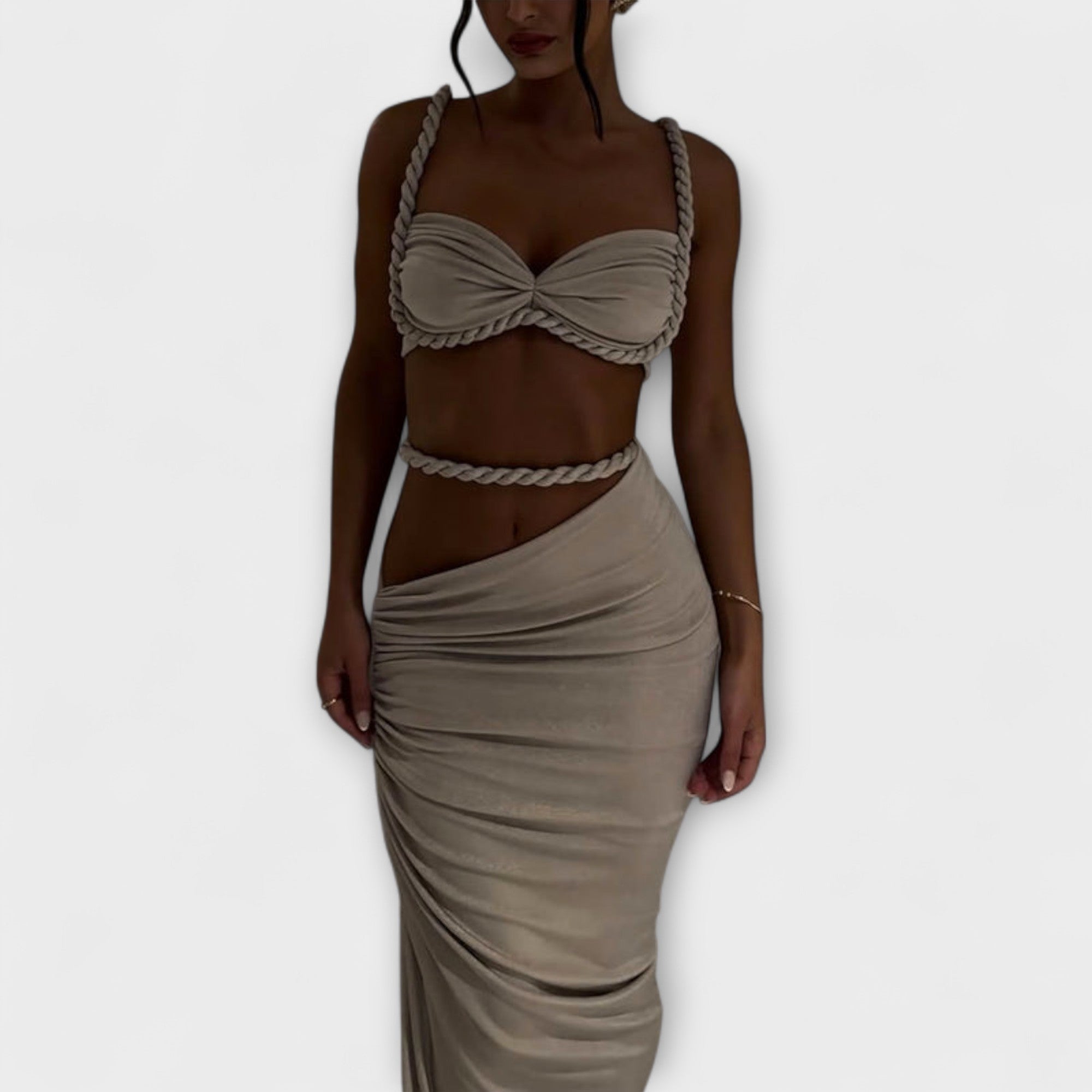 Jane - Stilfull Gradient Braid Crop Top & Overskirt Duo