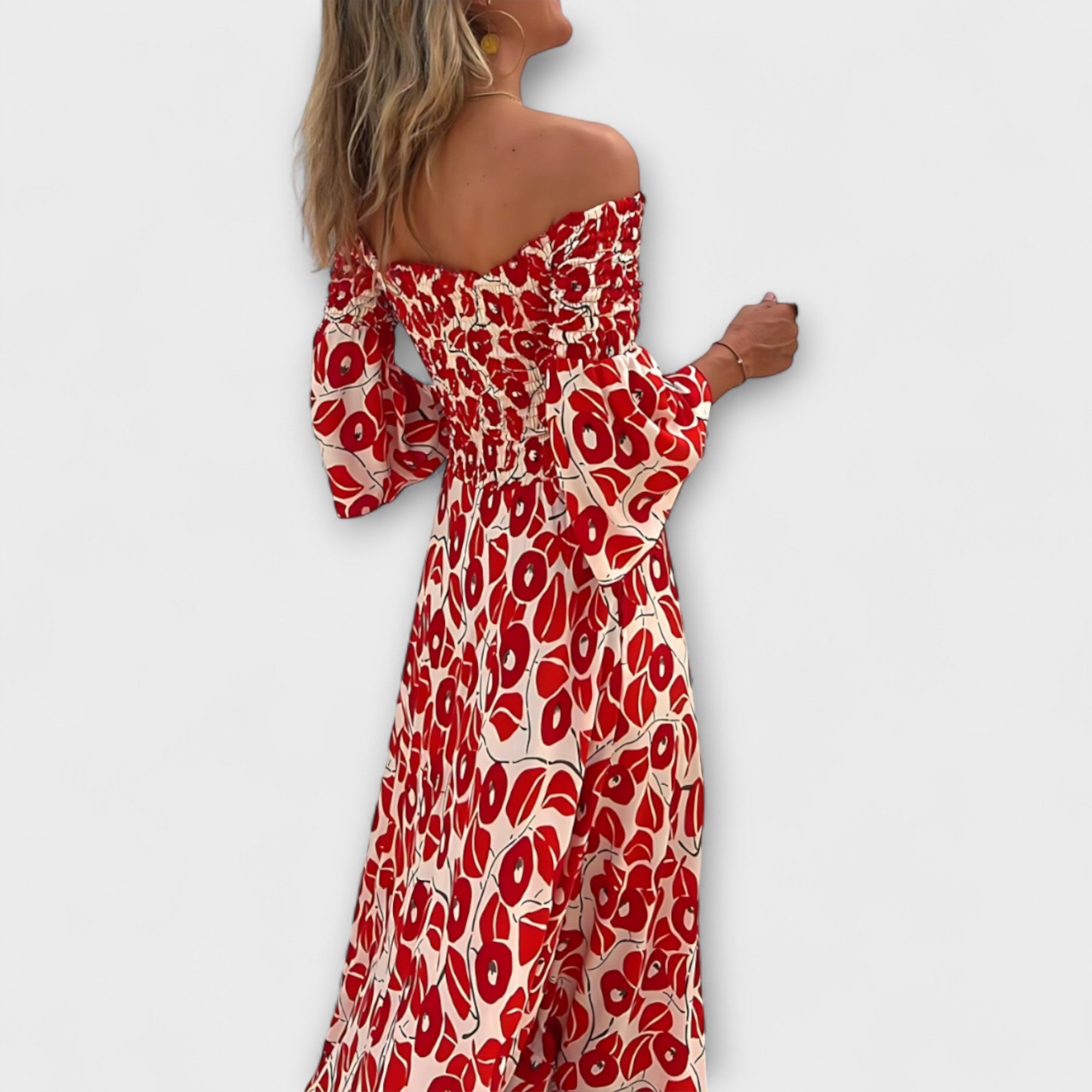 Bella - Off-Shoulder Kjole med Havblomster