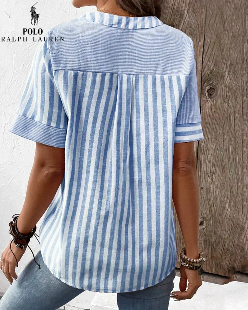 Ꮢalph Ꮮаᴜгеn V-Hals Skjorte for Kvinner