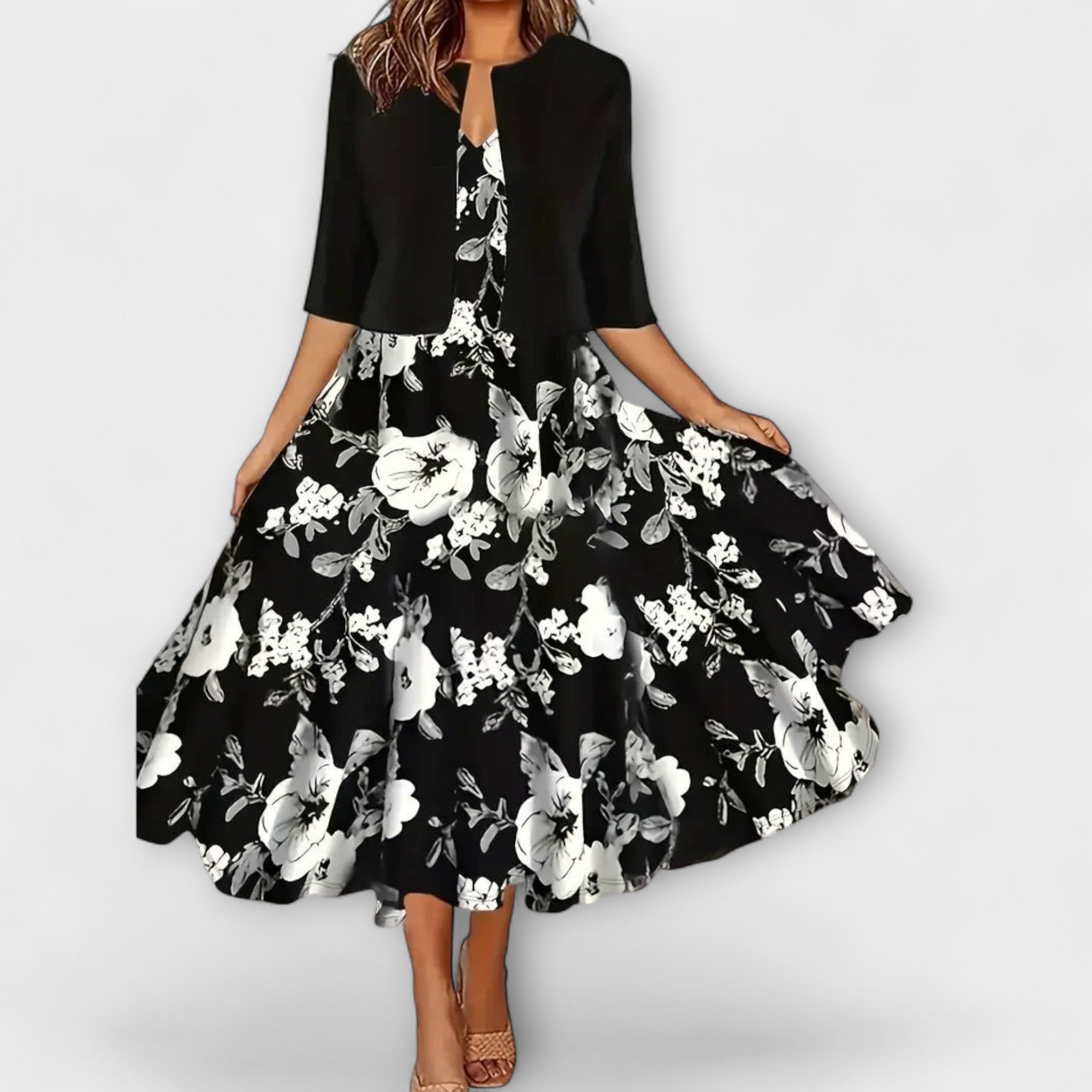 Dame Midi Kjole med Blazer
