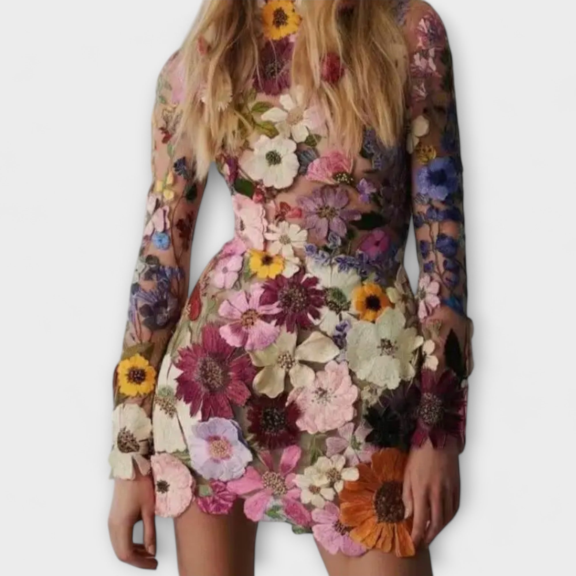 Dolores - Kjole med 3D Blomsterdesign
