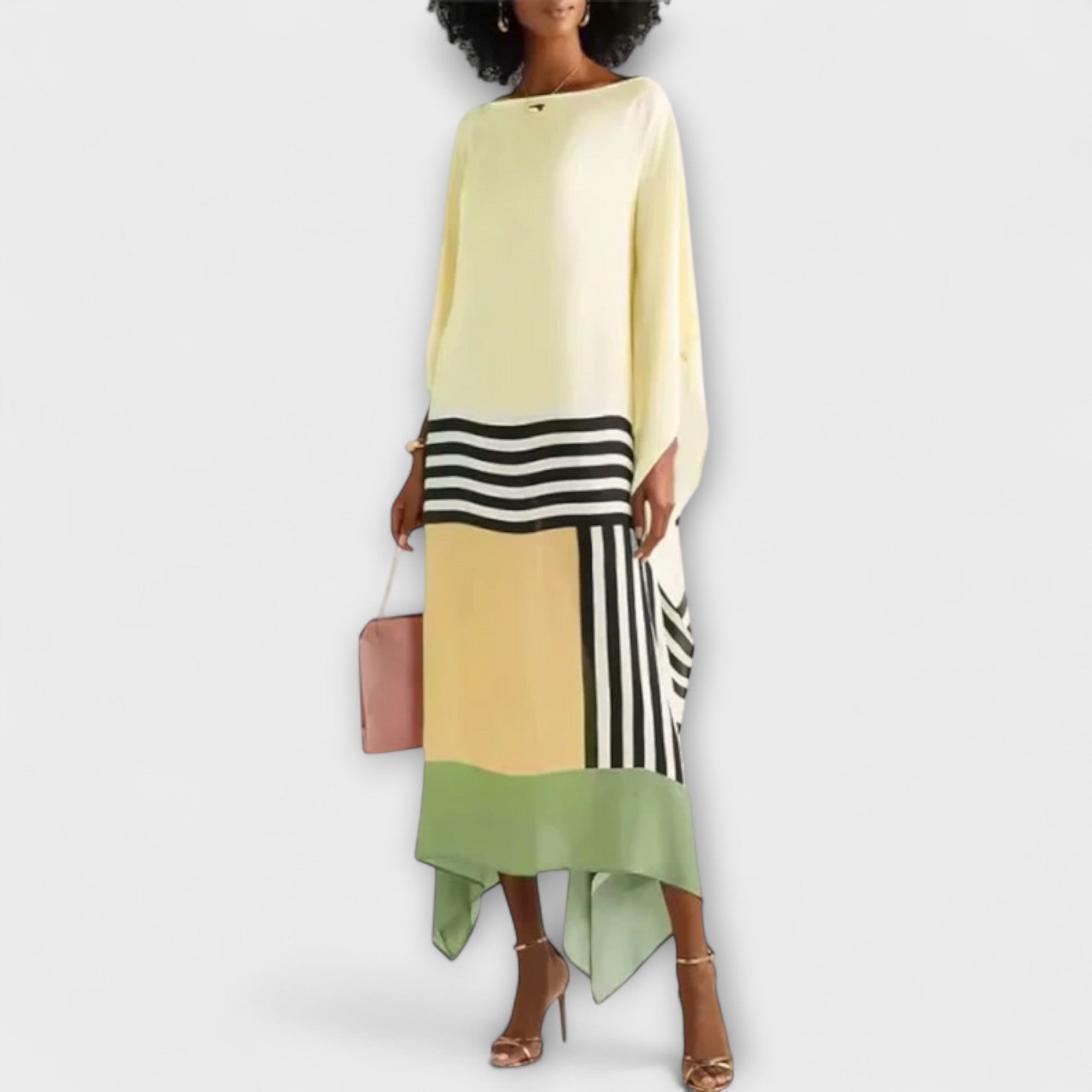 Elenora - Geometrisk kaftan med lommeutskjæring