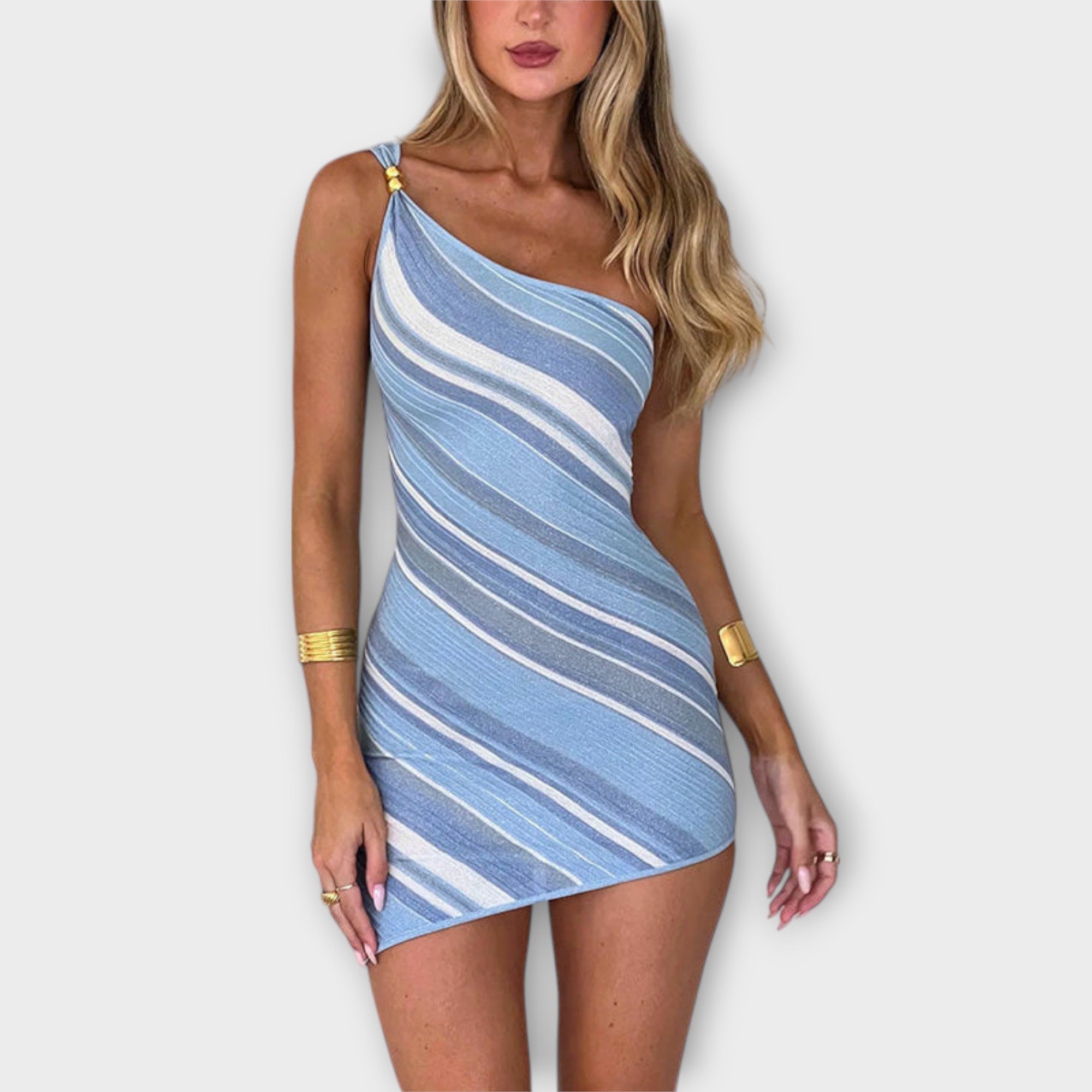 Kira - Trendy Mini Kjole med Én Skulder