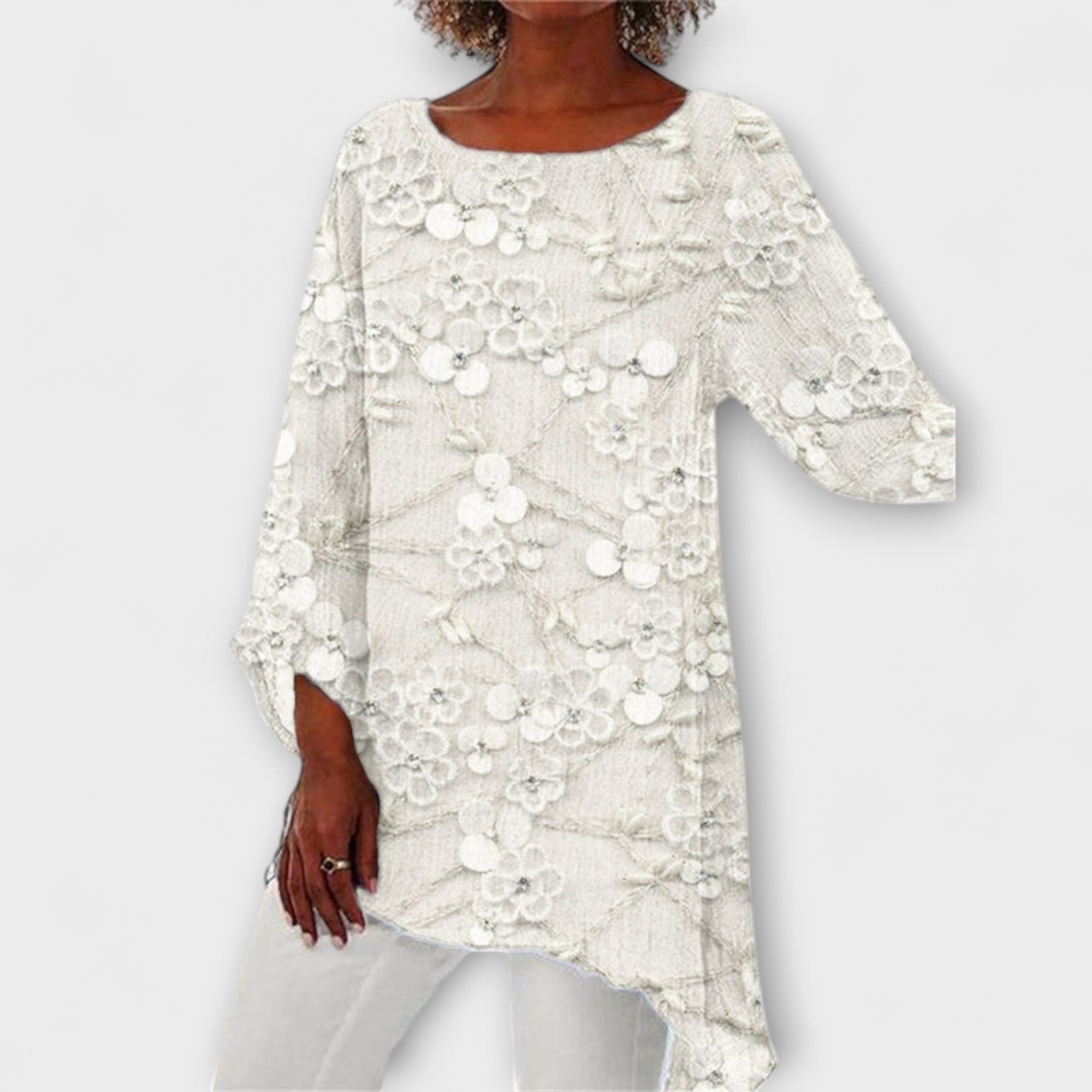 Harper - Bluse med Blomsterkrystalltrykk