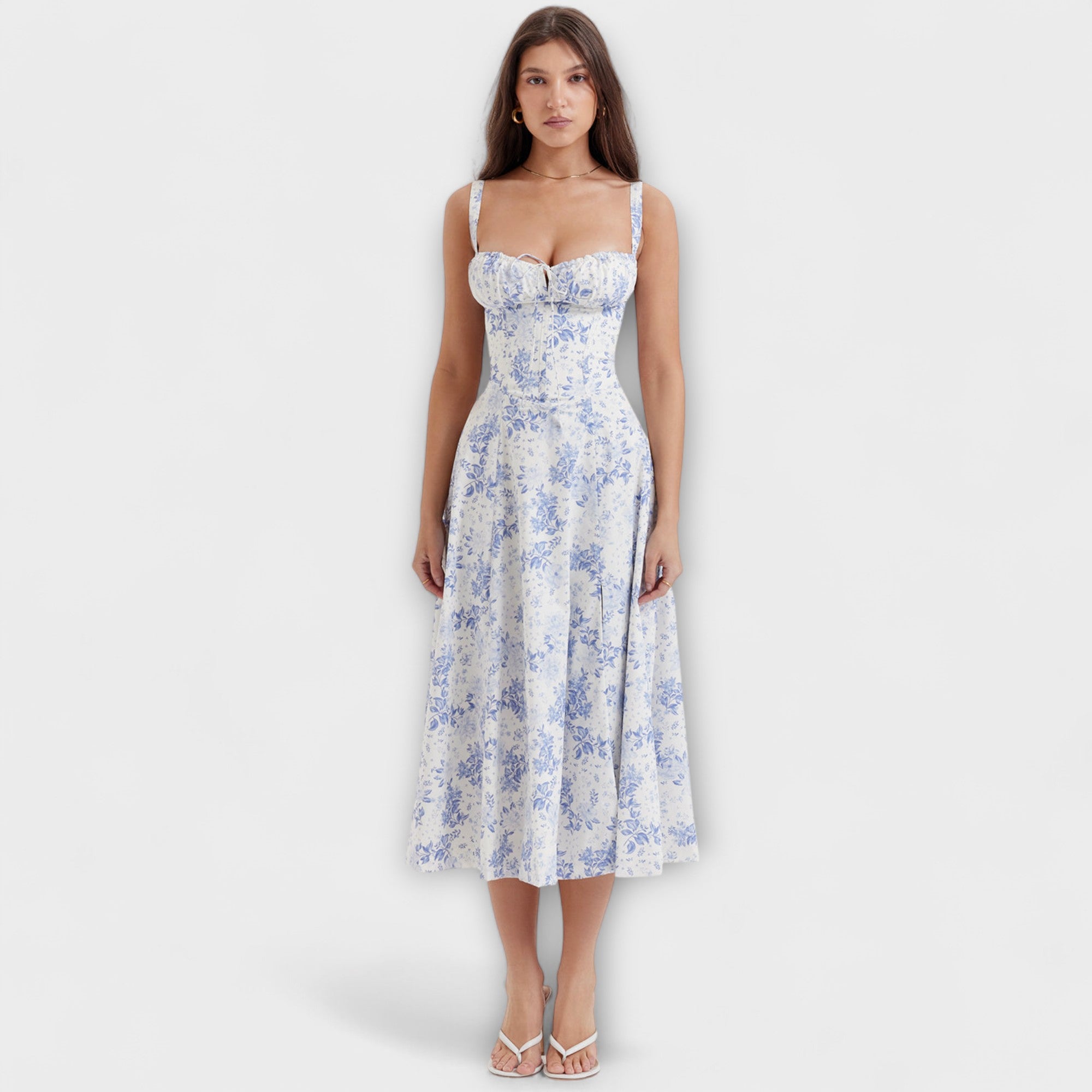 Zipporas - Skreddersydd Bustier Kjole med Moderne Vårblomsterprint