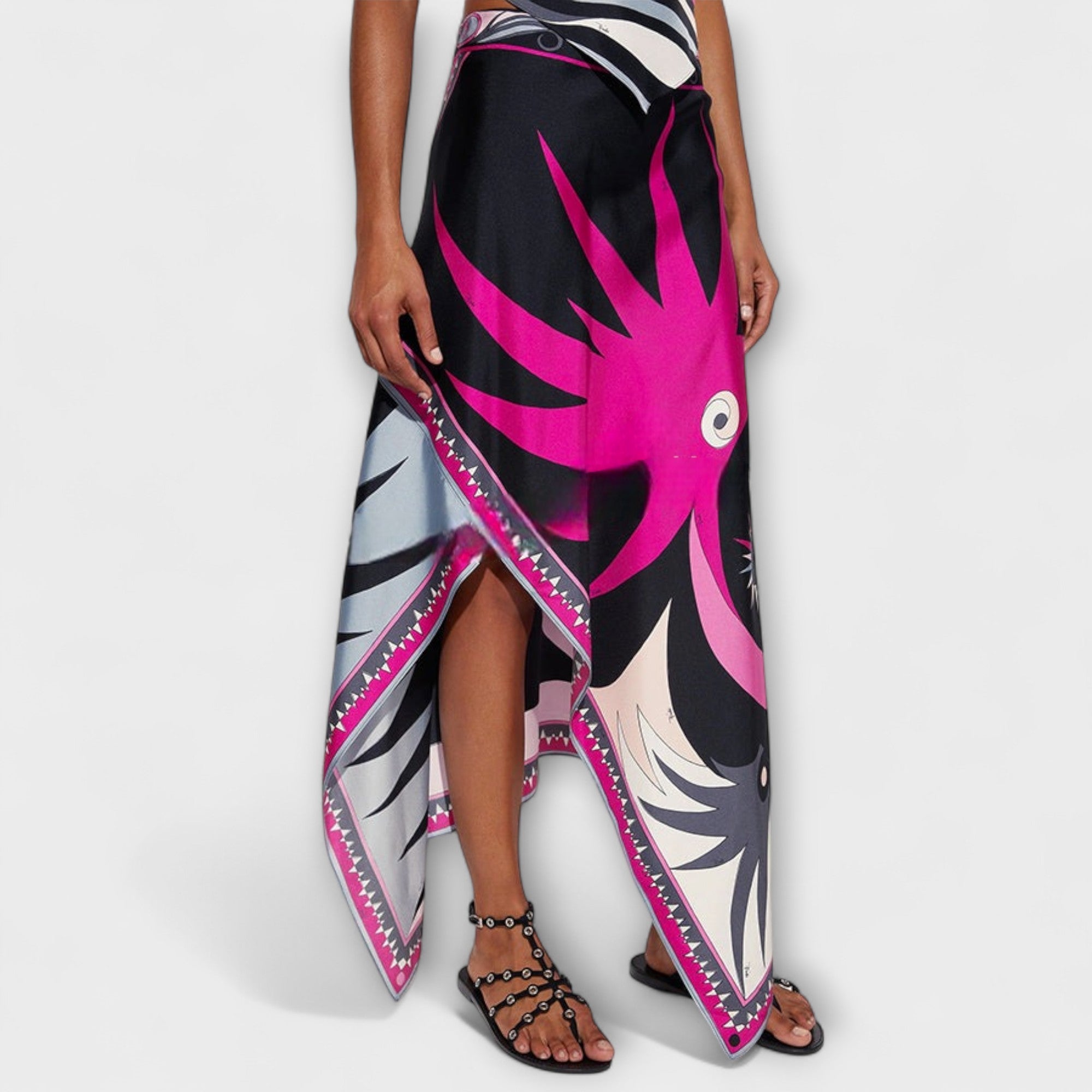 Everly - Sett med Halter Top og Asymmetrisk Midi Skjørt