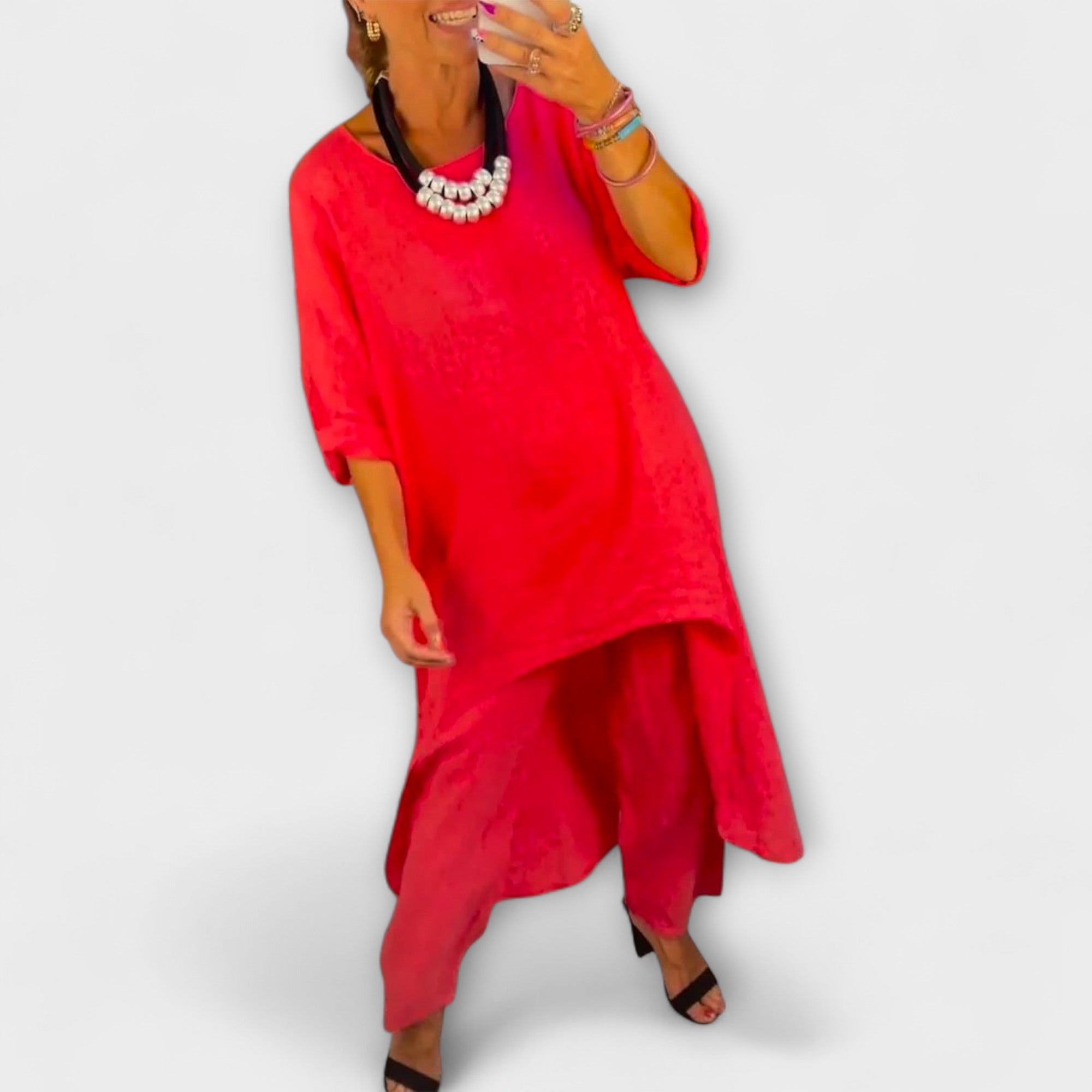 Tabea - Lin Dress med Rund Utringning