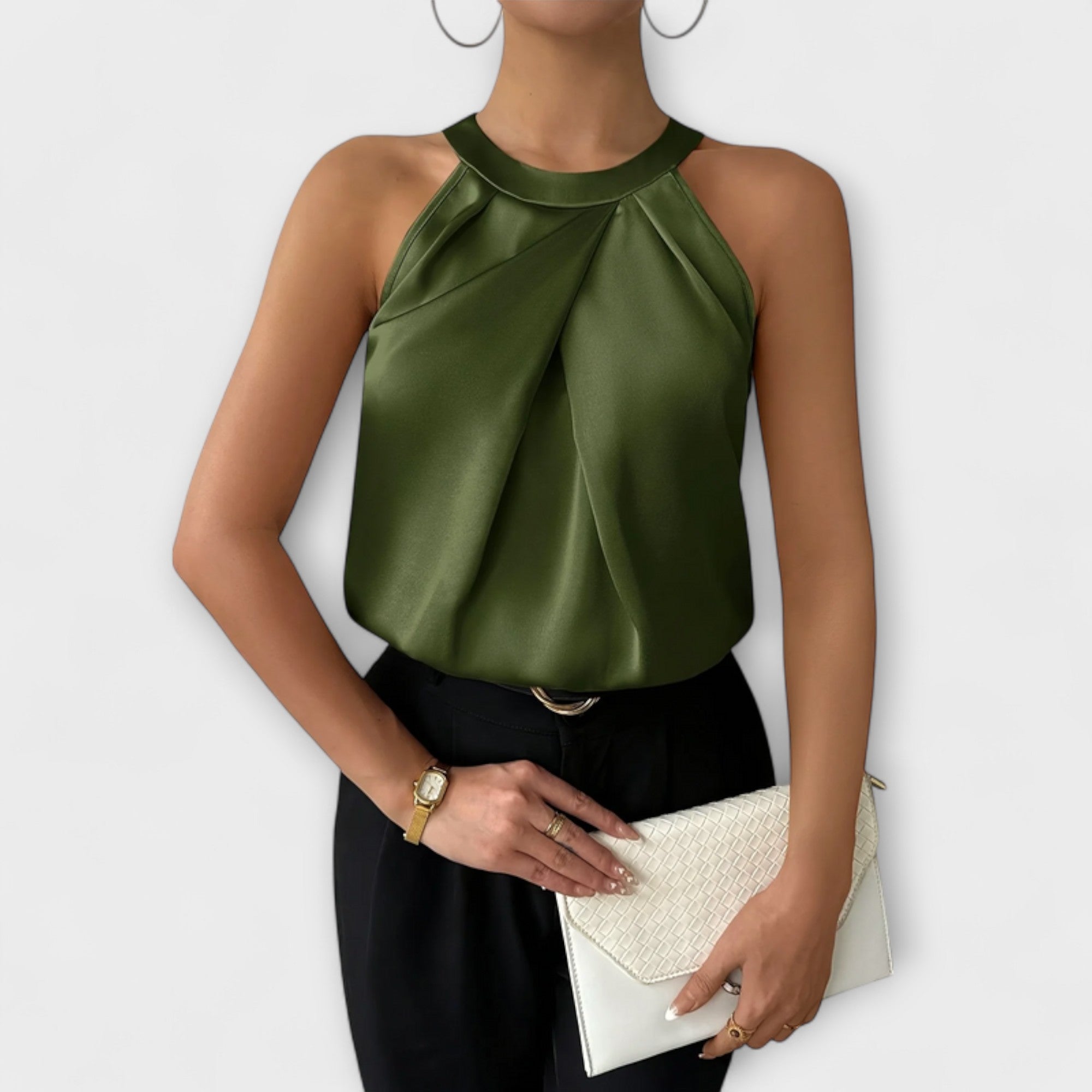 Skye - Chic Satinbluse med Off-Shoulder Design