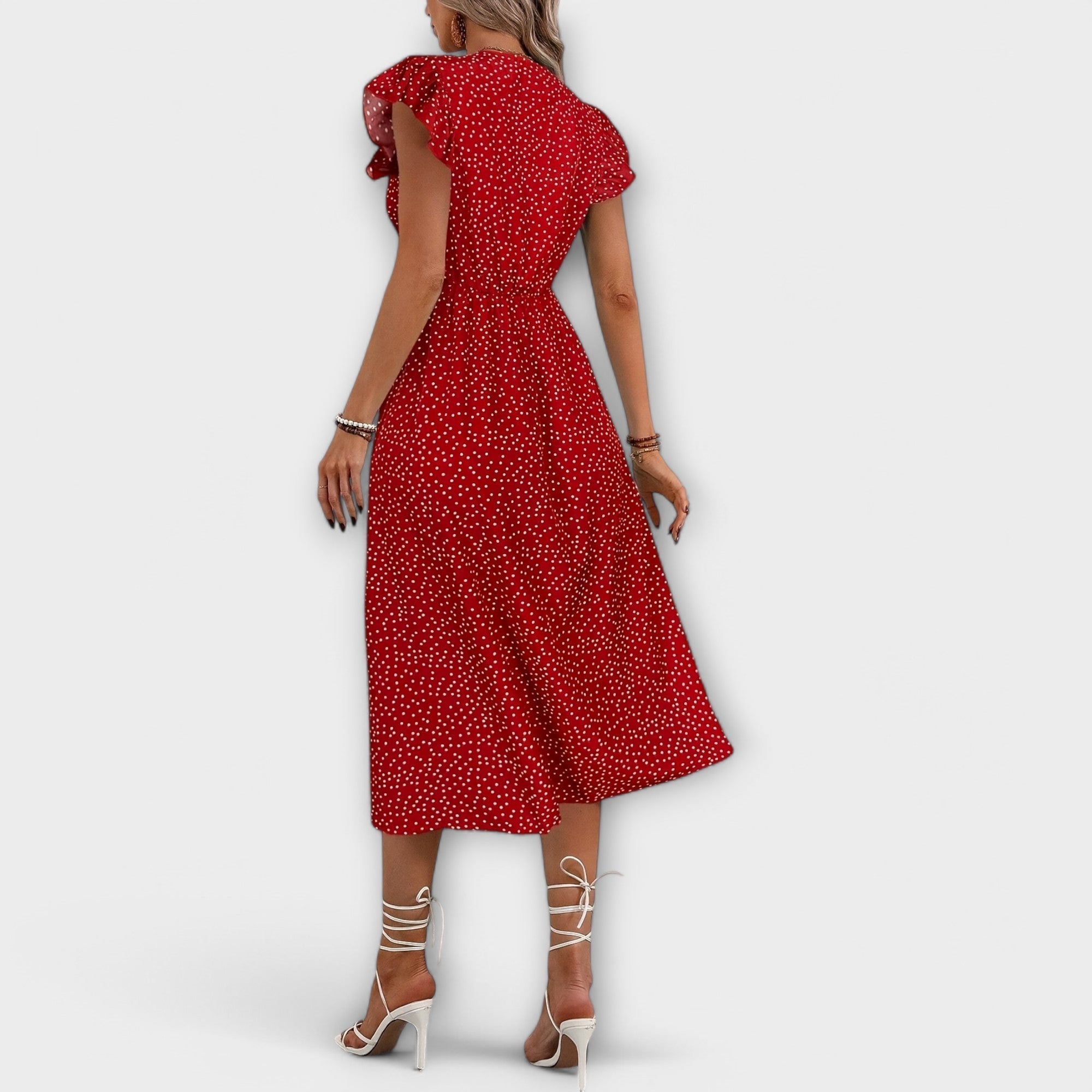 Chic Prikkete Midi Kjole