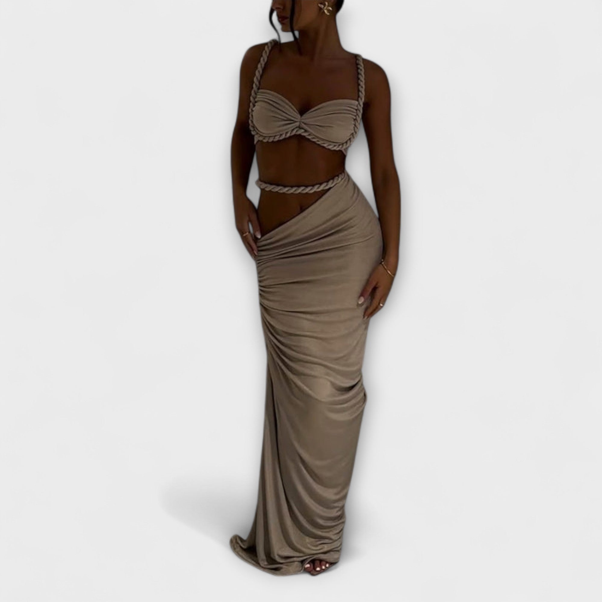 Jane - Stilfull Gradient Braid Crop Top & Overskirt Duo