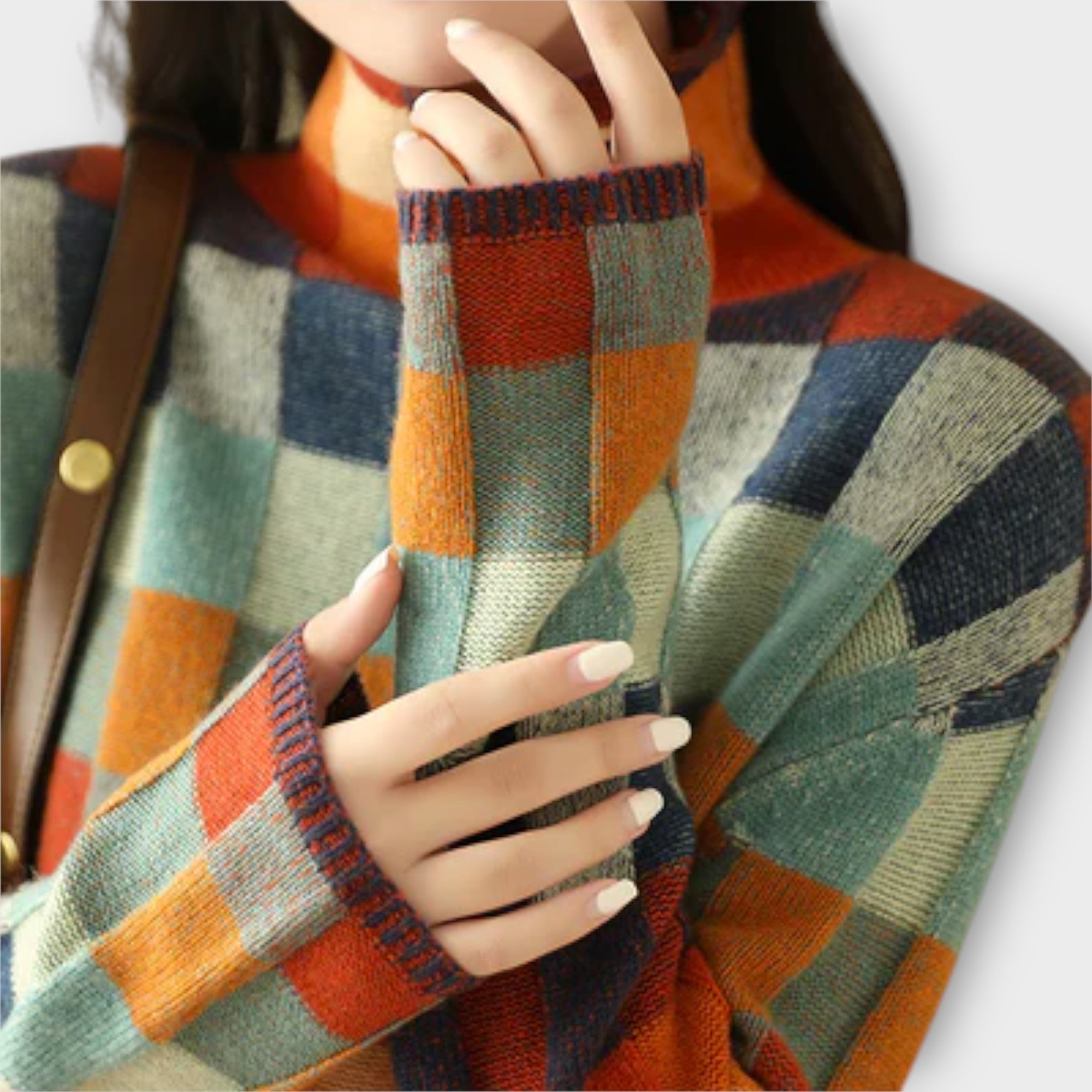Erika - Patchwork Turtleneck Genser