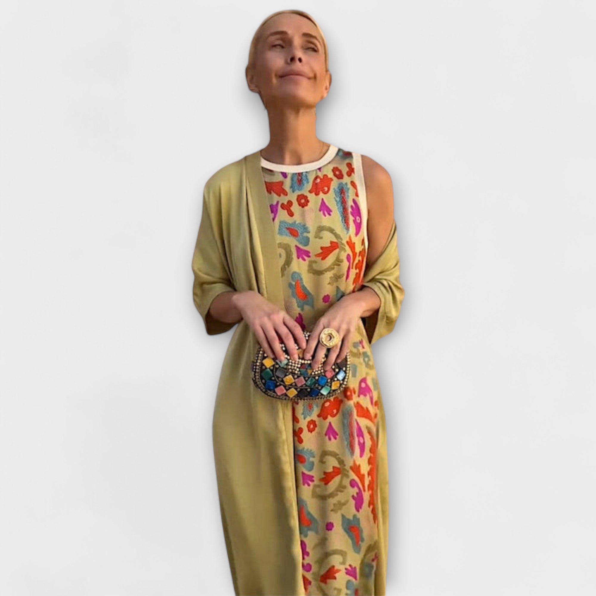 Elveria – Maxi Kjole med Matchende Cardigan