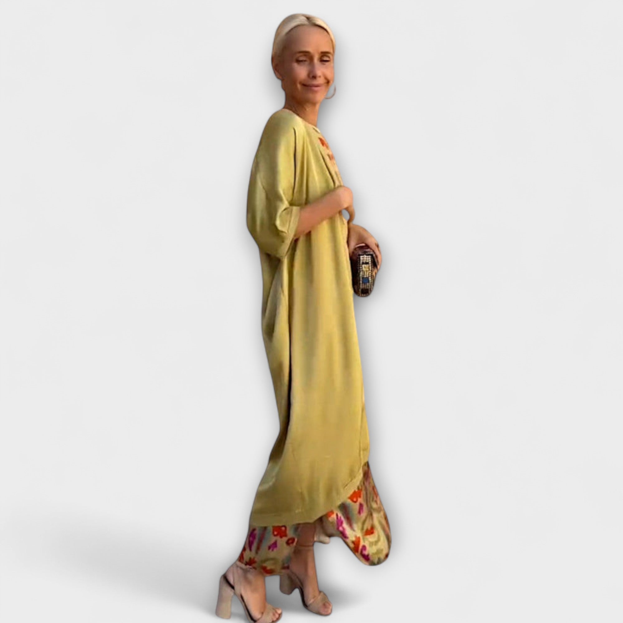 Elveria – Maxi Kjole med Matchende Cardigan
