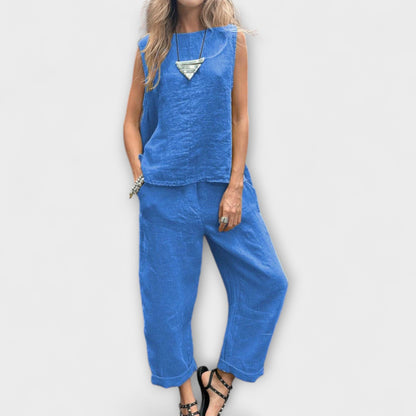 Jennifer - Avslappet Bomull-Lin Outfit