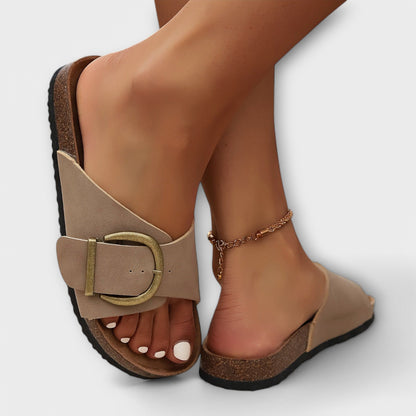 Margie - Kvinne Kork Sandaler med Spenne Design