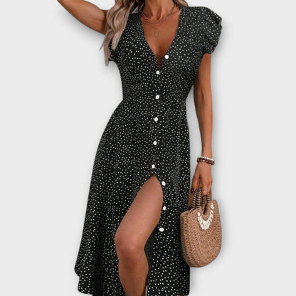 Chic Prikkete Midi Kjole