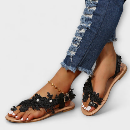 Boho - Komfortable Sandaler med Blomster & Ankelrem