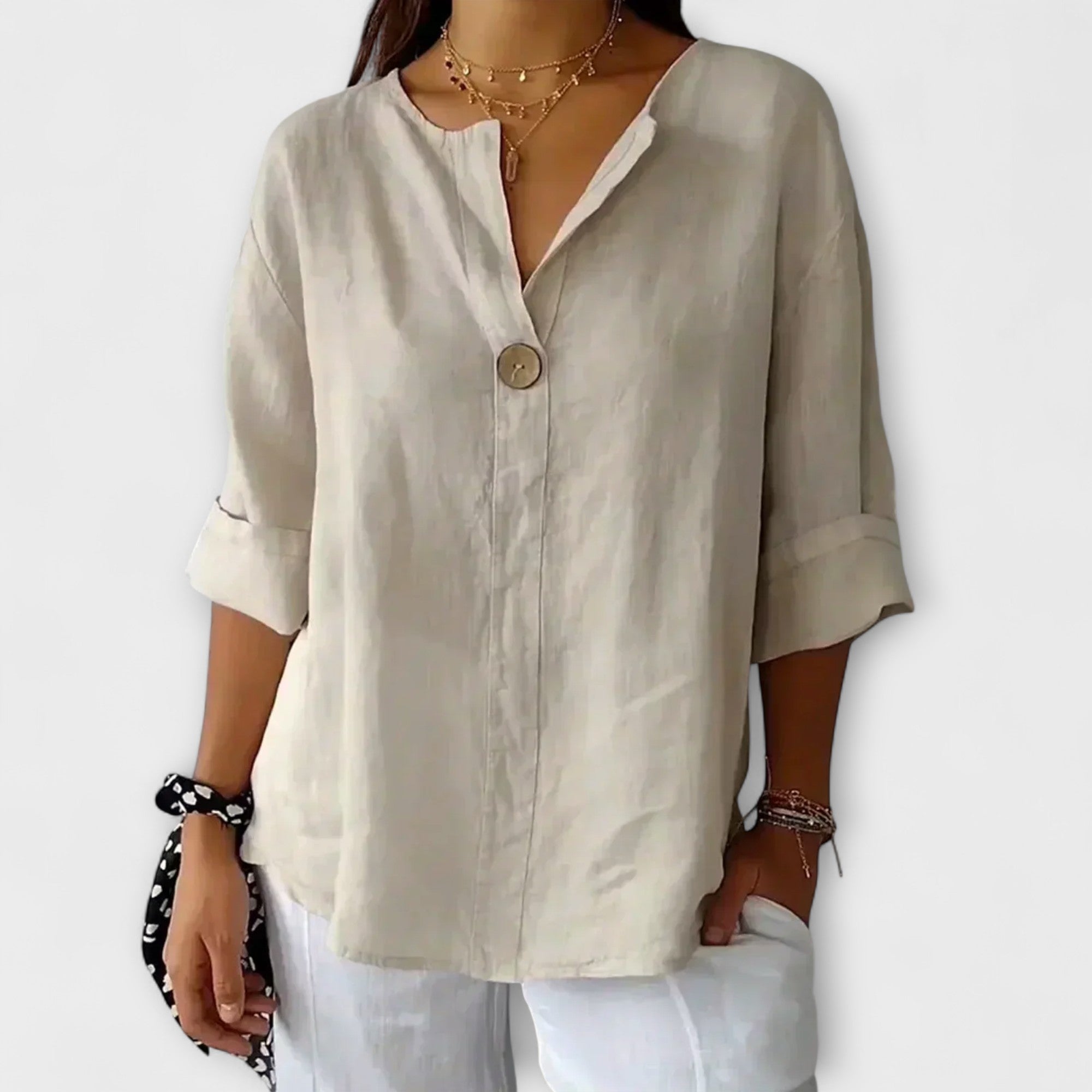 Nicole - Stilig Bluse med V-Hals