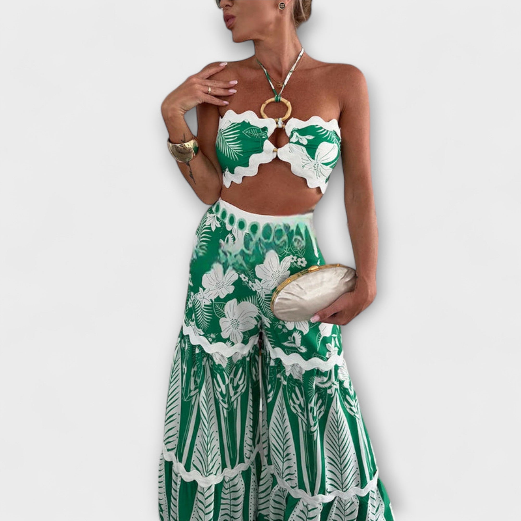 Zella - Cassie Ric Rac Trim Halter Ring Sett