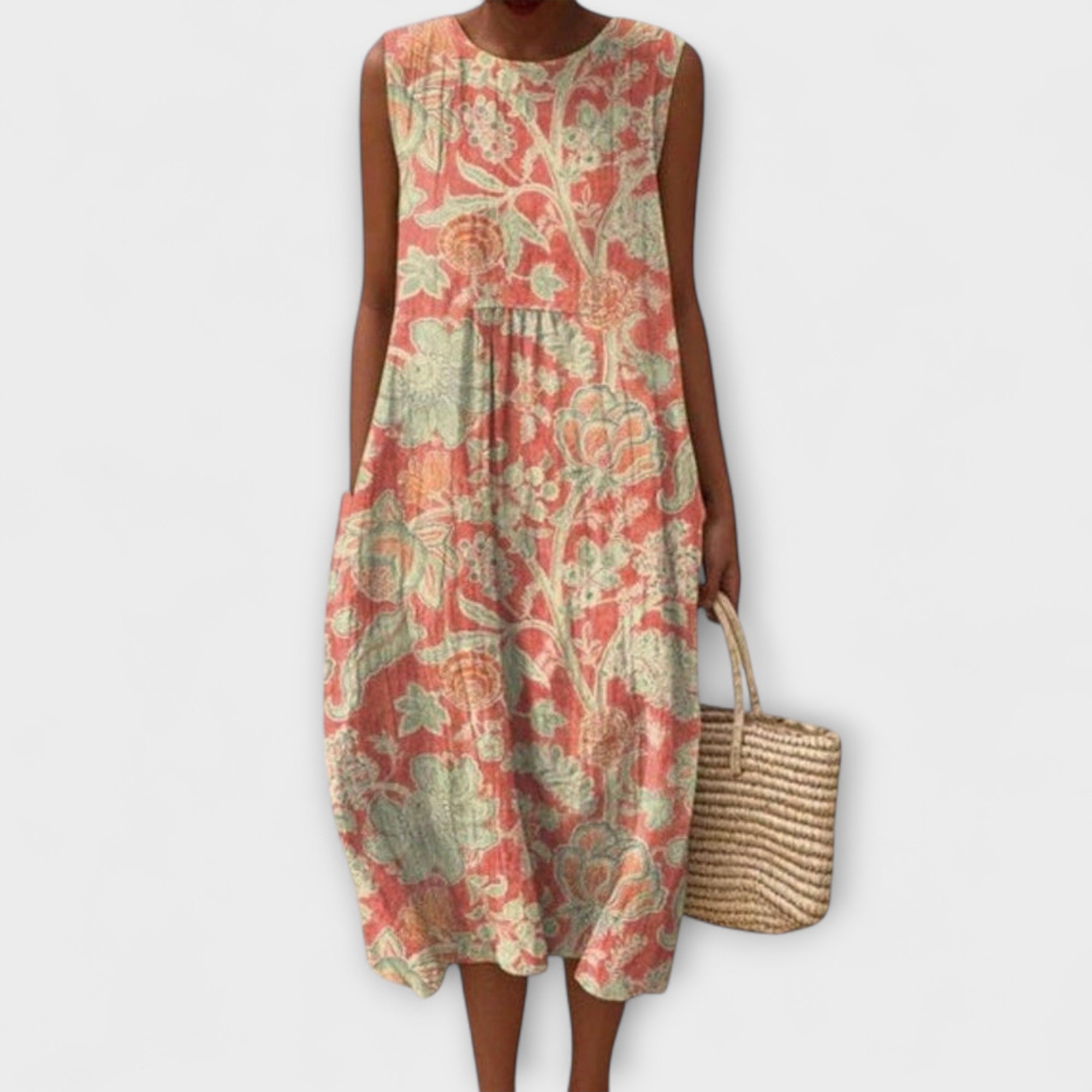 Thaleia – Midi Kjole i Blomster Vintage Design