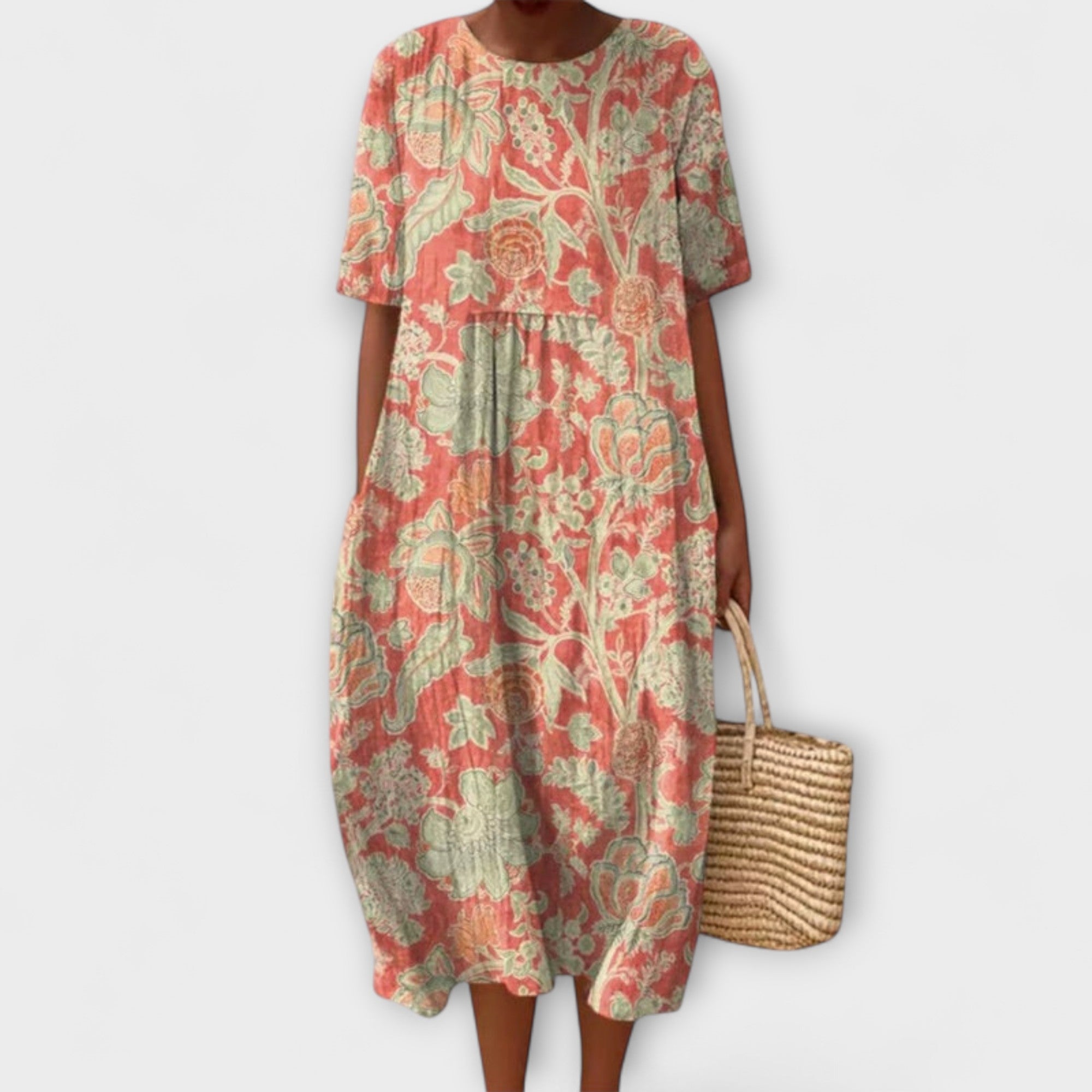 Thaleia – Midi Kjole i Blomster Vintage Design