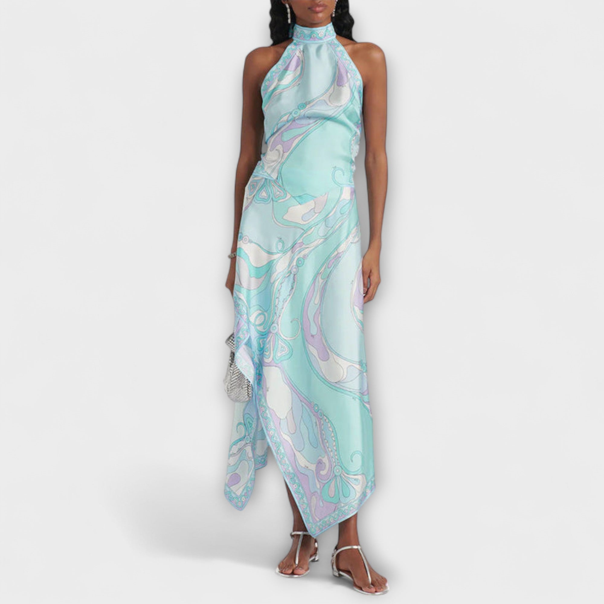 Everly - Sett med Halter Top og Asymmetrisk Midi Skjørt
