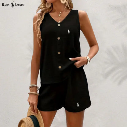 R. Ꮮаᴜгеn Knappet Tank & Shorts Sett