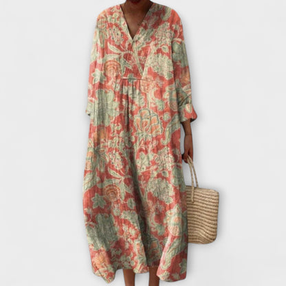 Thaleia – Midi Kjole i Blomster Vintage Design