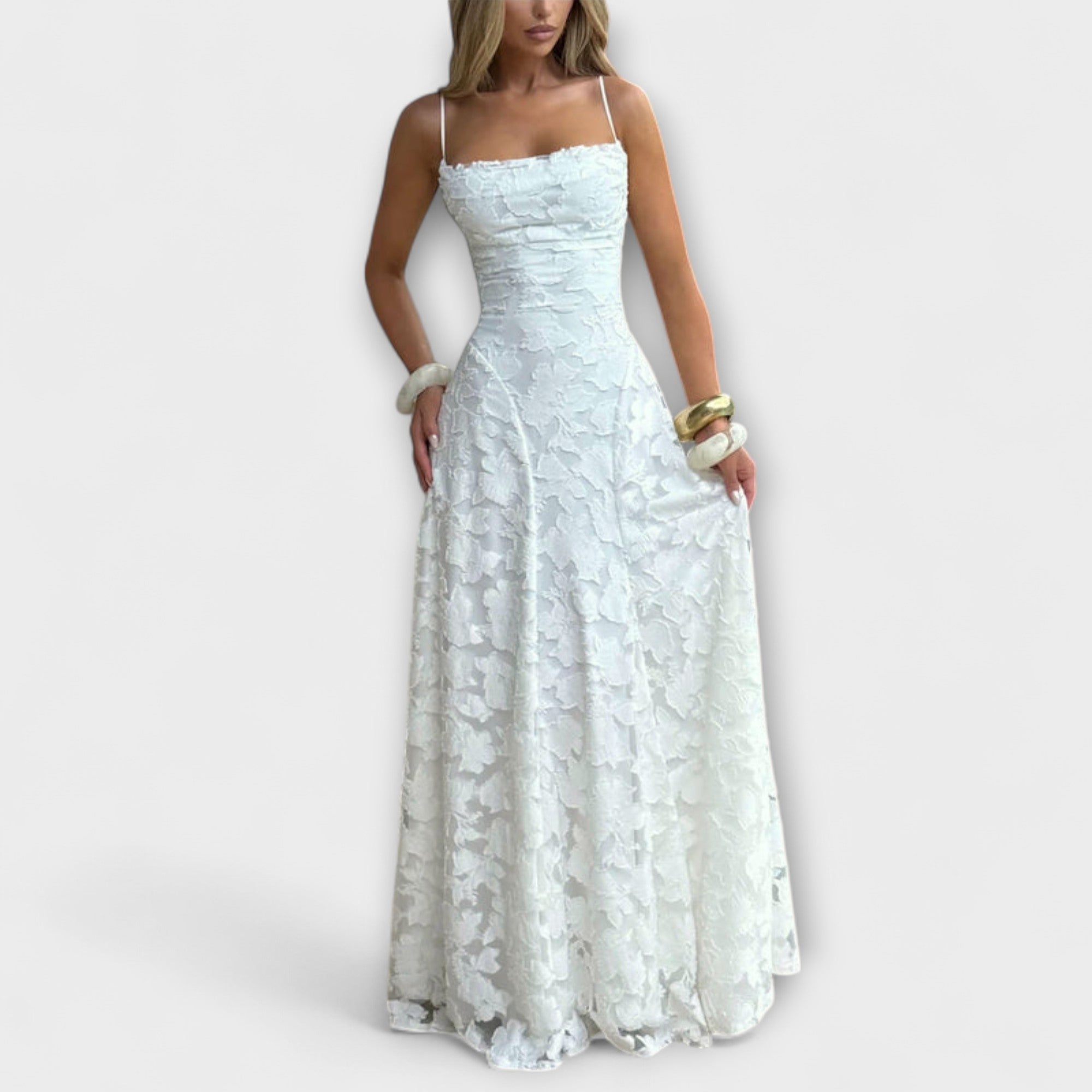 Emberly - Elegant Jacquard Maxi Kjole