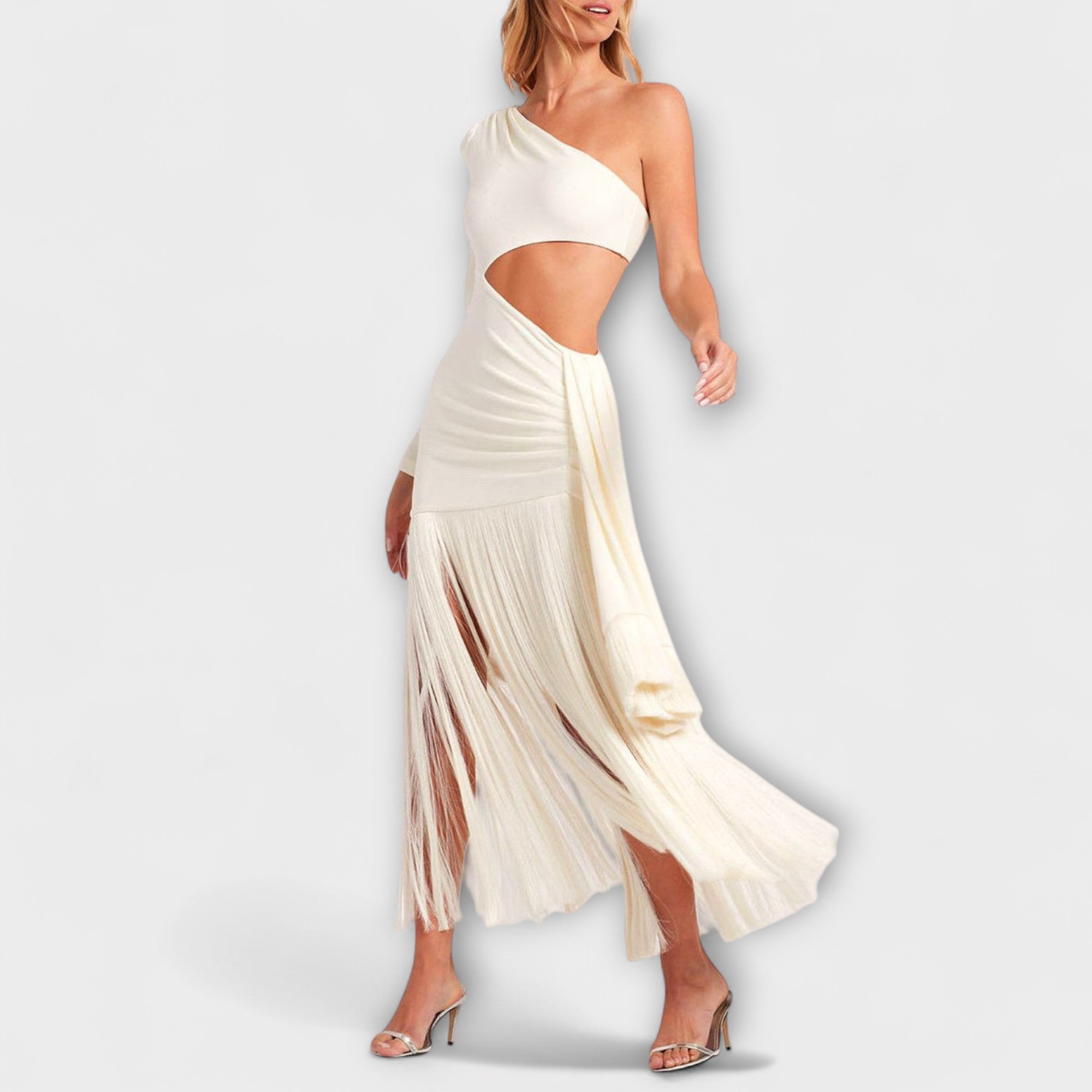 Alice - Iønefallende Cutout Frynse Maxi Kjole