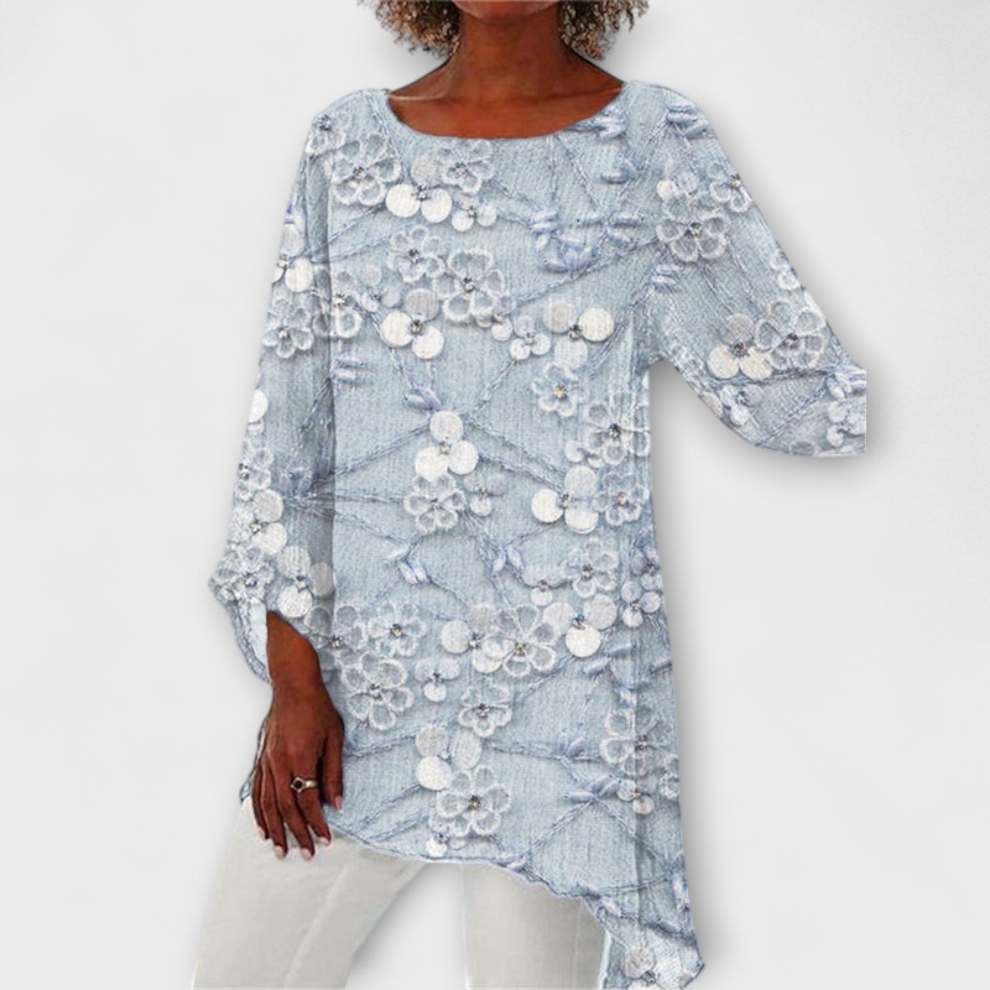 Harper - Bluse med Blomsterkrystalltrykk